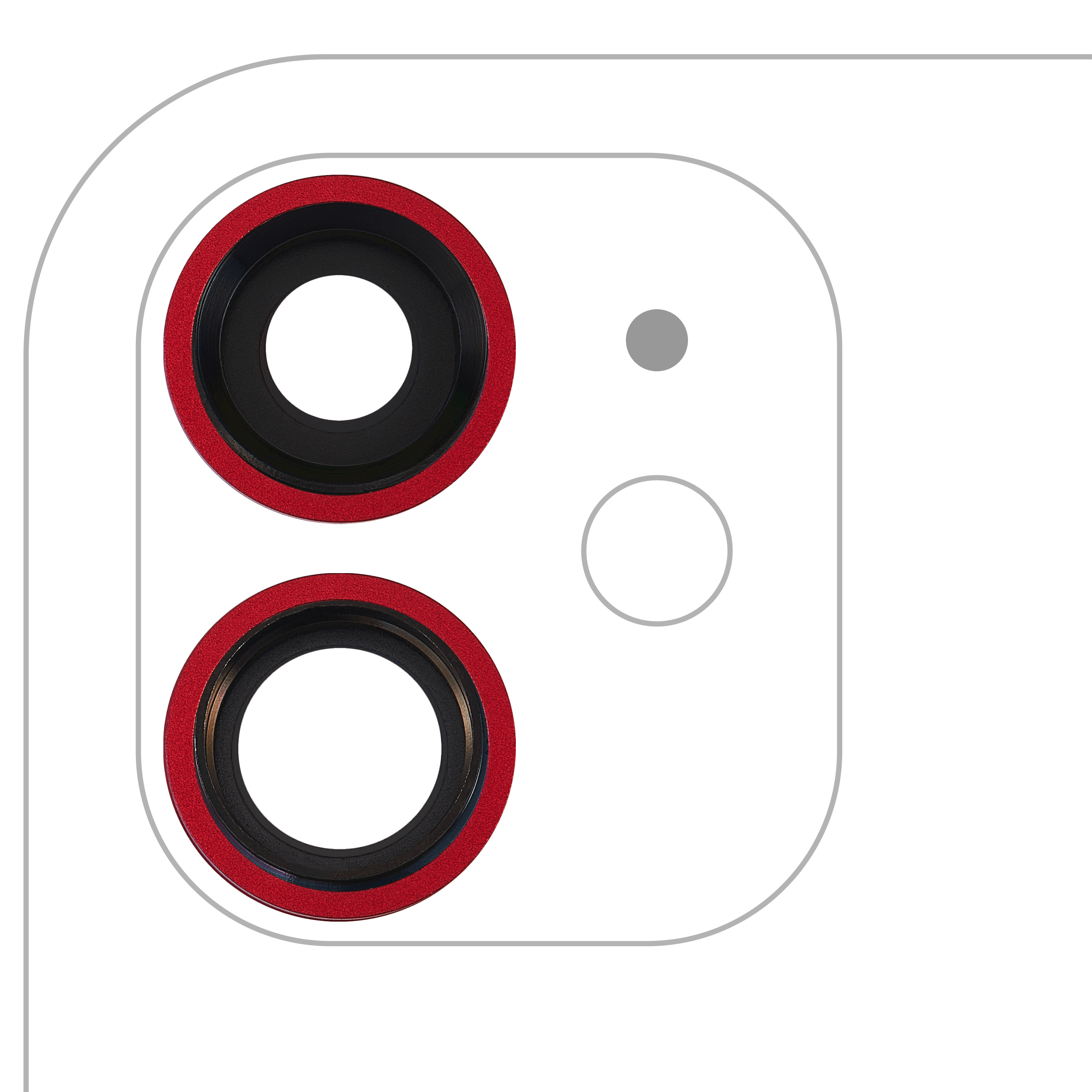 Back Camera Lens With Bracket  & Bezel For iPhone  11 ( 2 Piece) (Real Sapphire / Premium) (Red)