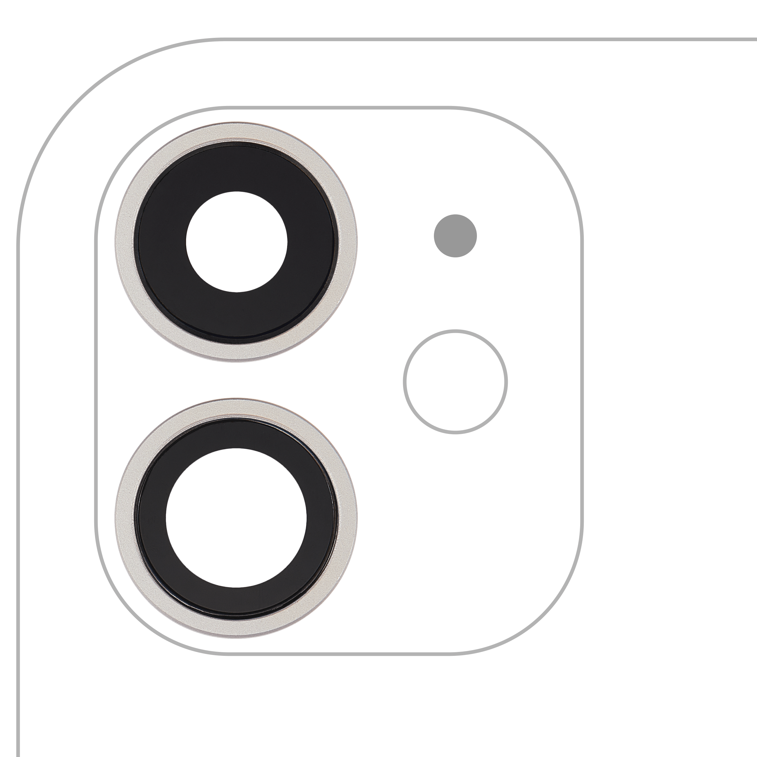 Back Camera Lens With Bracket  & Bezel For iPhone  11 ( 2 Piece) (Real Sapphire / Premium) (White)