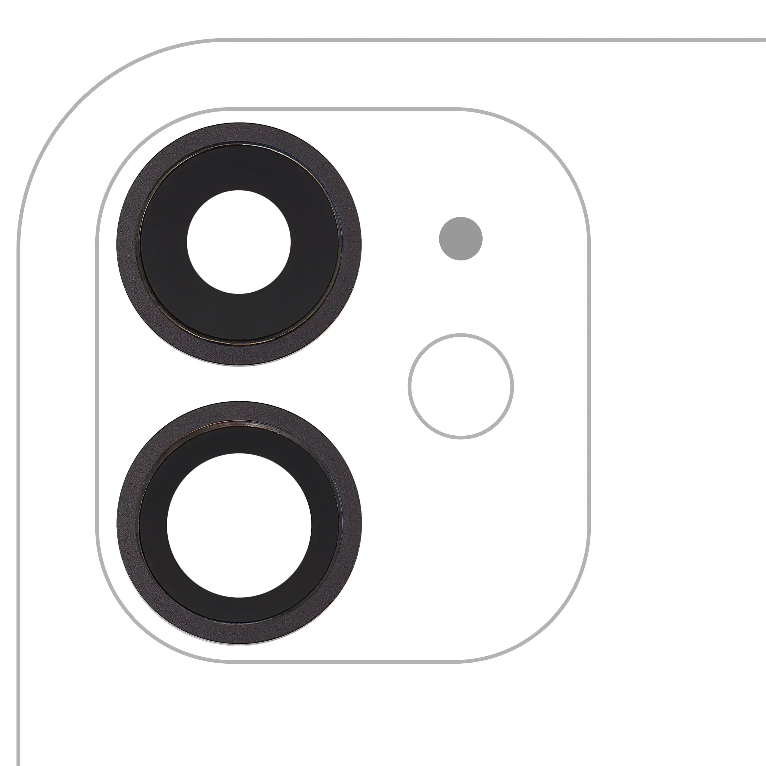 Back Camera Lens With Bracket  & Bezel For iPhone  11 ( 2 Piece) (Real Sapphire / Premium) (Black)