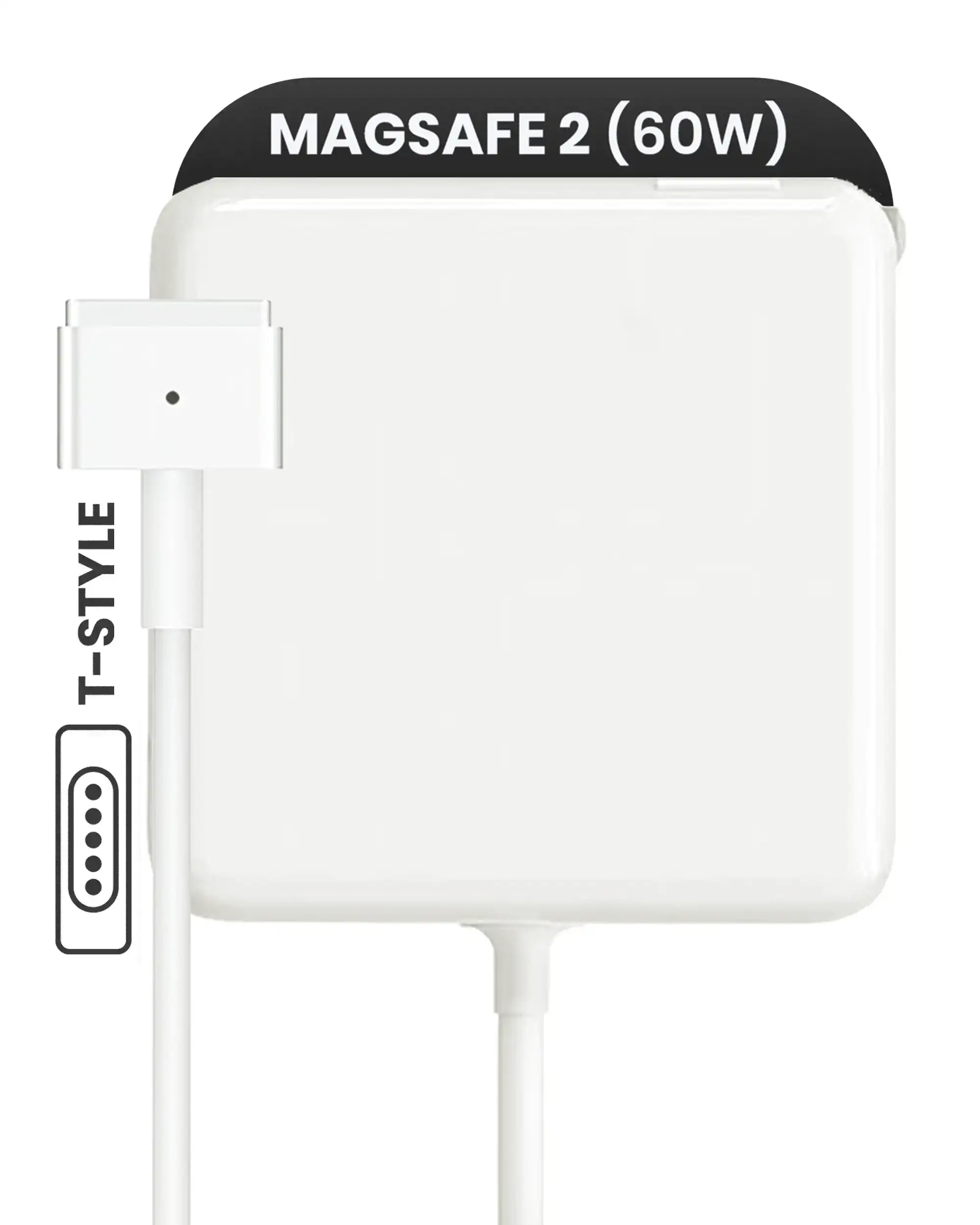 60W MagSafe 2 Power Adapter With Cable (T-Style) For MacBook (OEM Grade A/B) (Bulk Packaging)