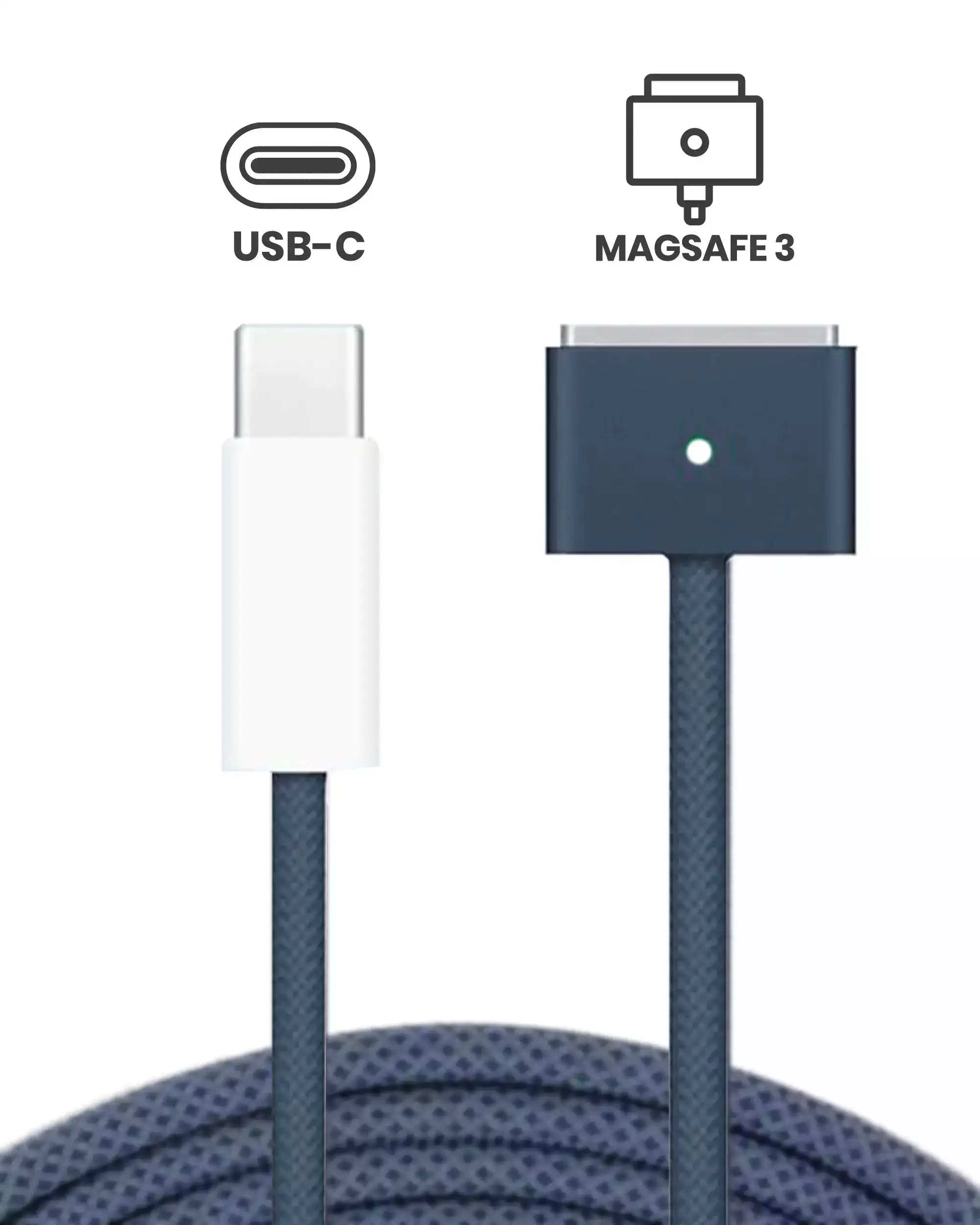 140W USB-C to MagSafe 3 Charging Cable For MacBook Pro (1.8 m / 6 ft) (OEM Grade A) (Bulk Packaging) (Midnight Blue)