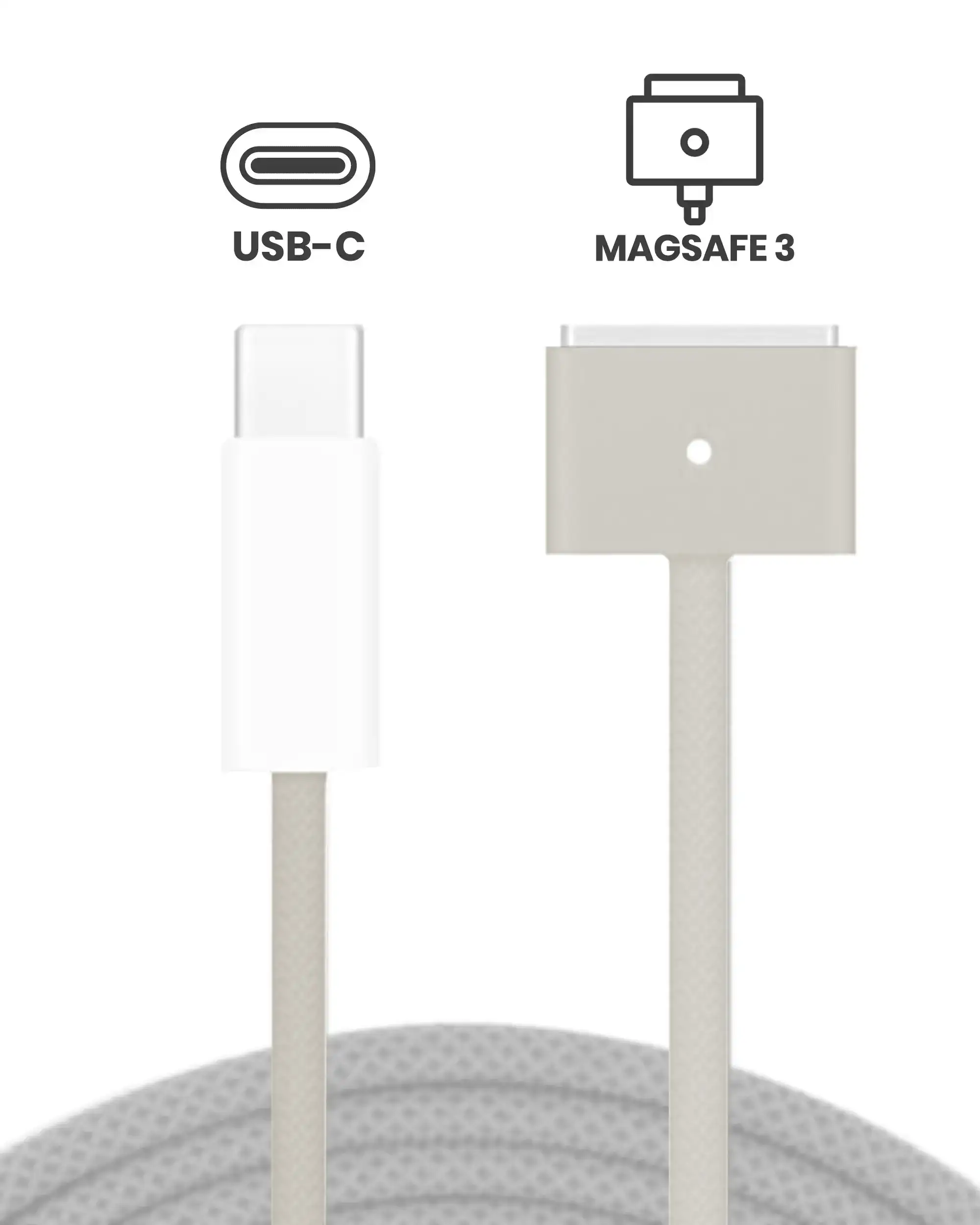 140W USB-C to MagSafe 3 Charging Cable For MacBook Pro (1.8 m / 6 ft) (OEM Grade A) (Bulk Packaging) (Starlight)
