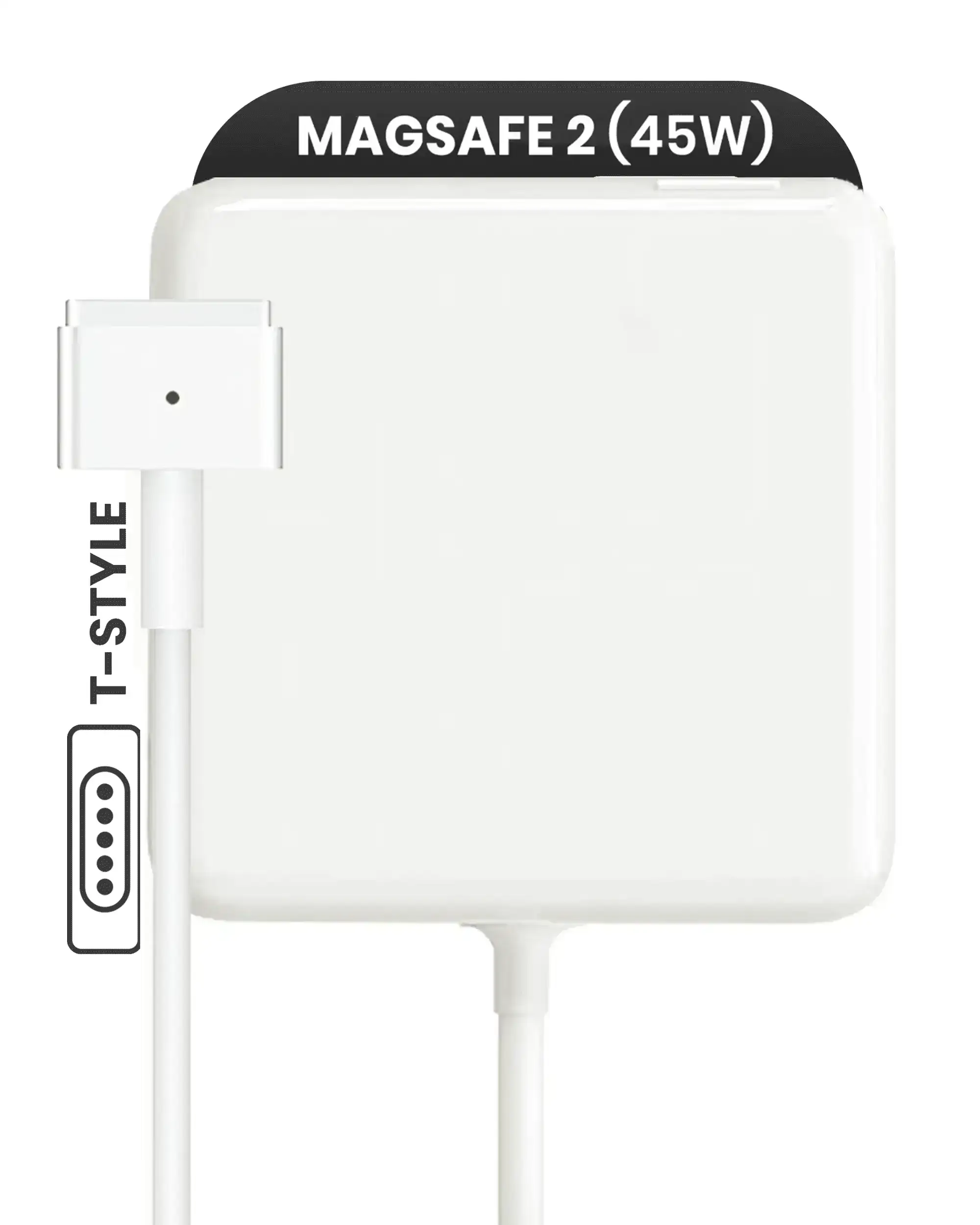 45W MagSafe 2 Power Adapter With Cable (T-Style) For MacBook (OEM Grade A/B) (Bulk Packaging)