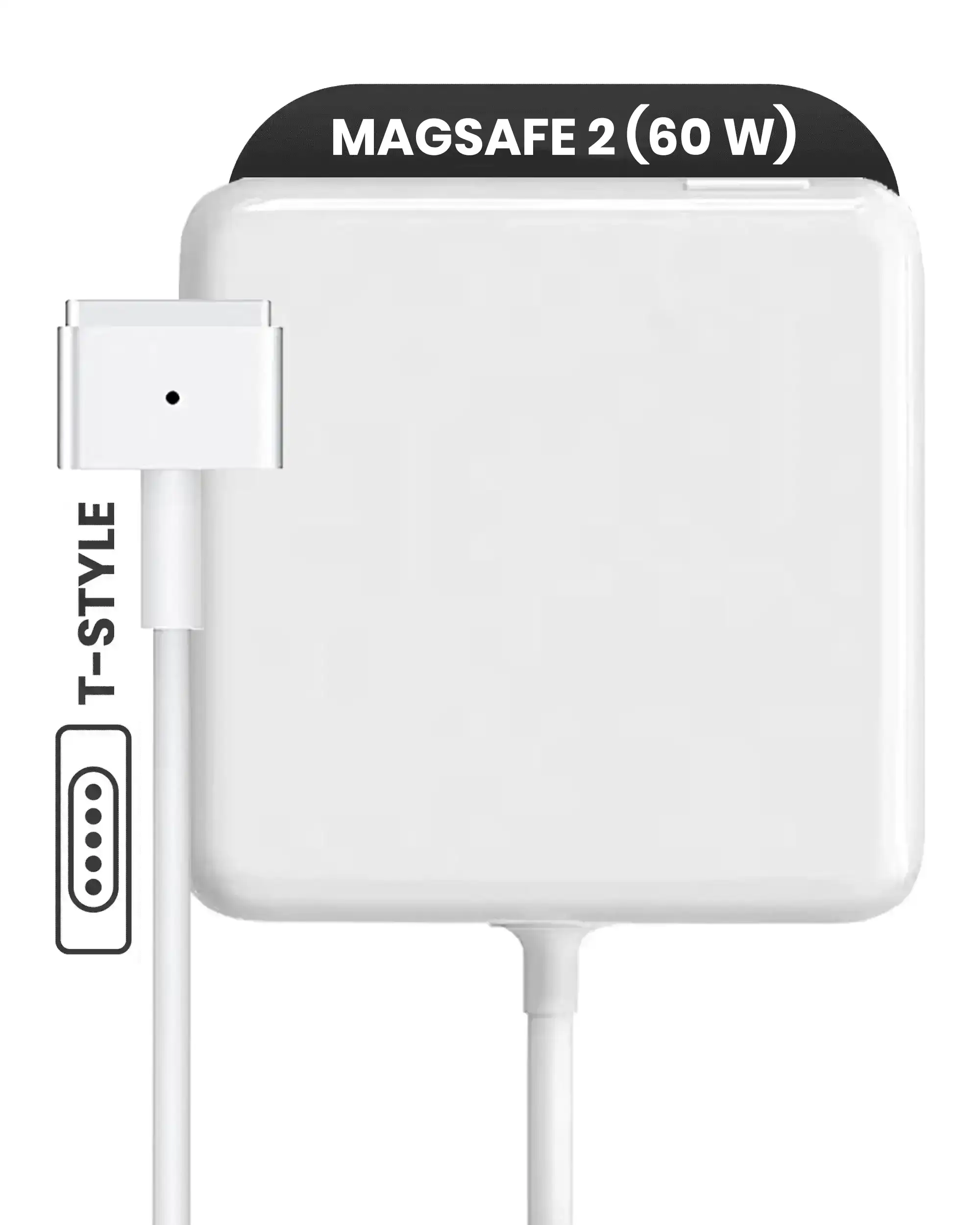 60W MagSafe 2 Power Adapter With Cable (T-Style) For MacBook (OEM Grade New) (Bulk Packaging)