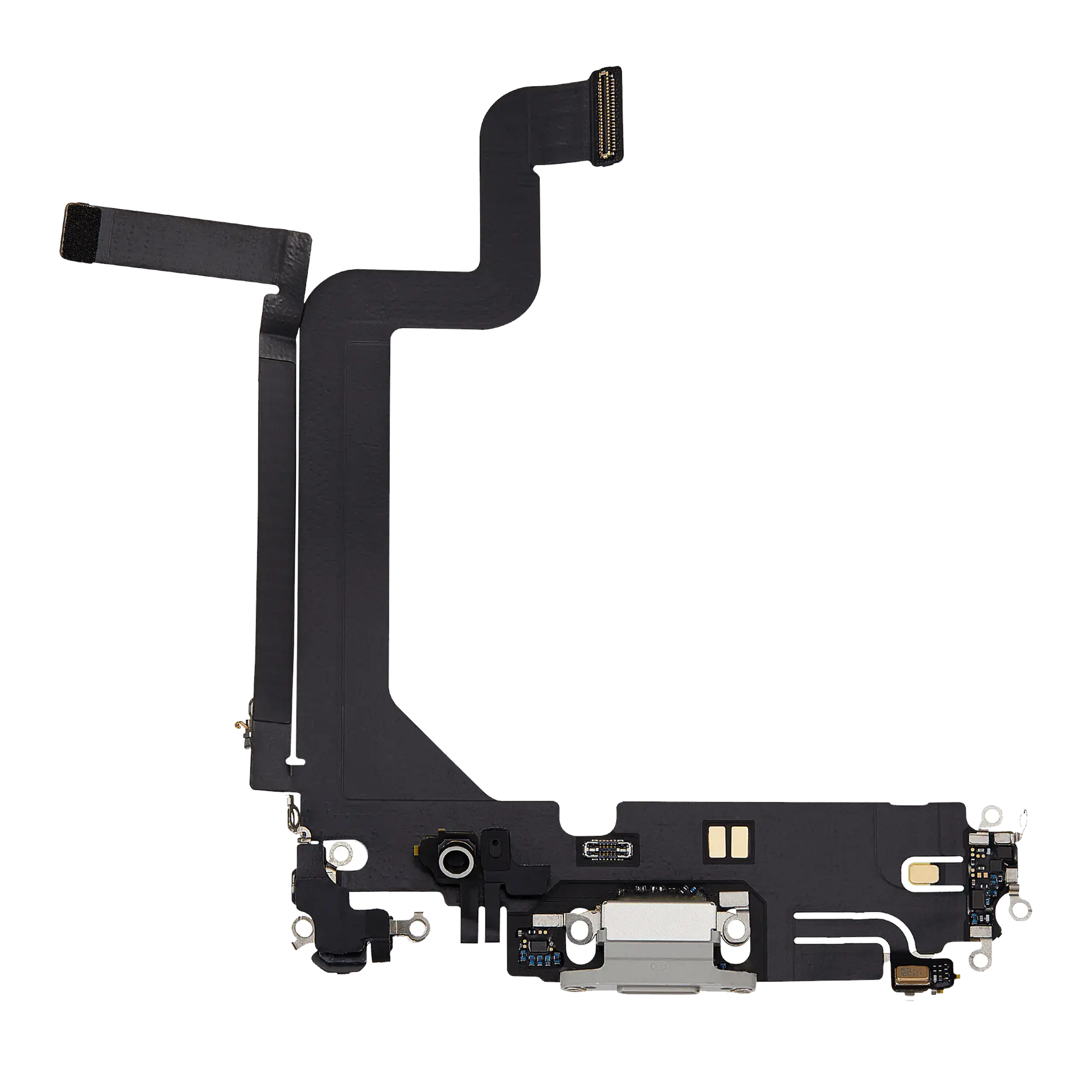 Charging Port Flex Cable For iPhone 14 Pro Max (Used OEM Pull) (Silver)