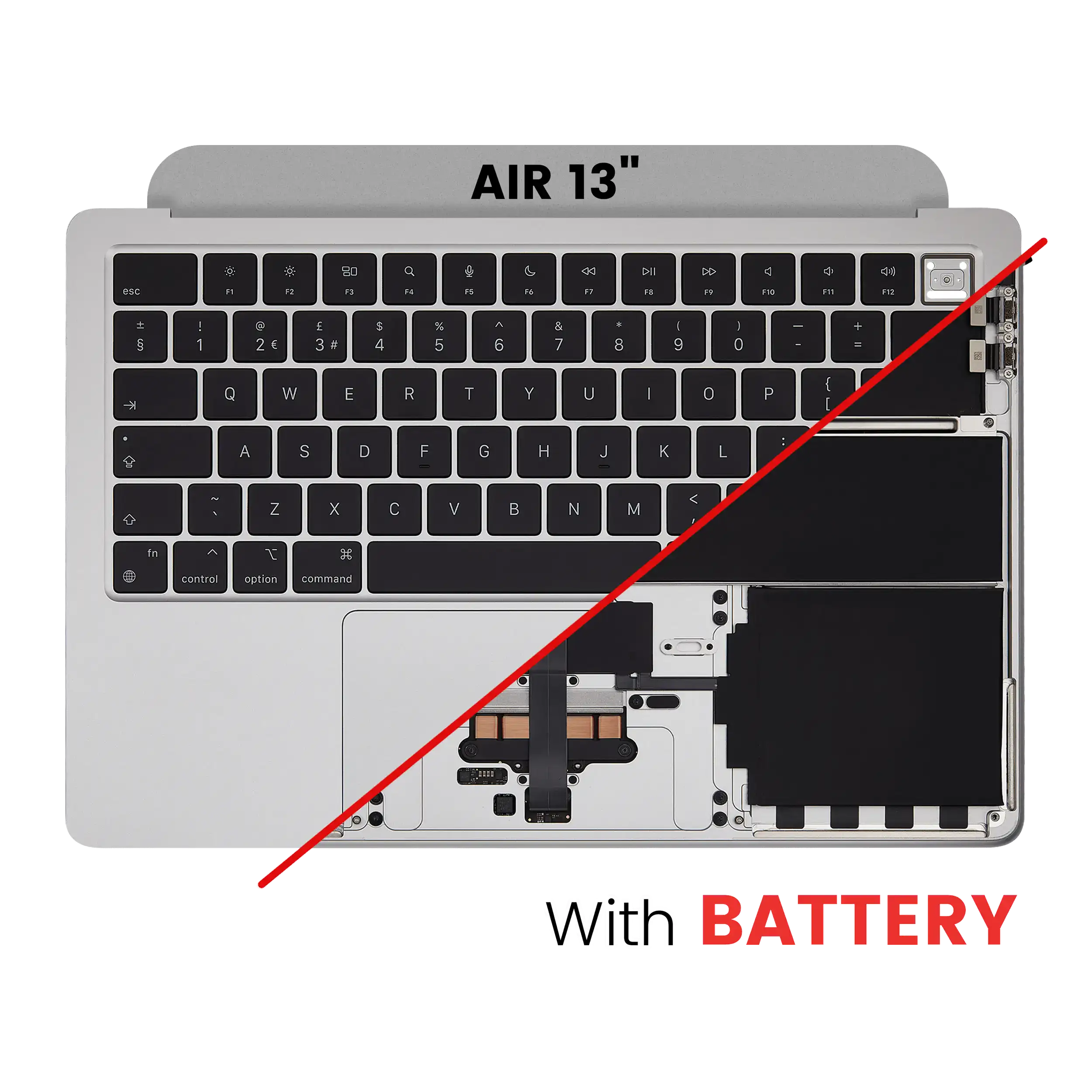 Top Case with Battery and Keyboard For MacBook Air 13" A2681 (2022) (UK Keyboard) (Silver)