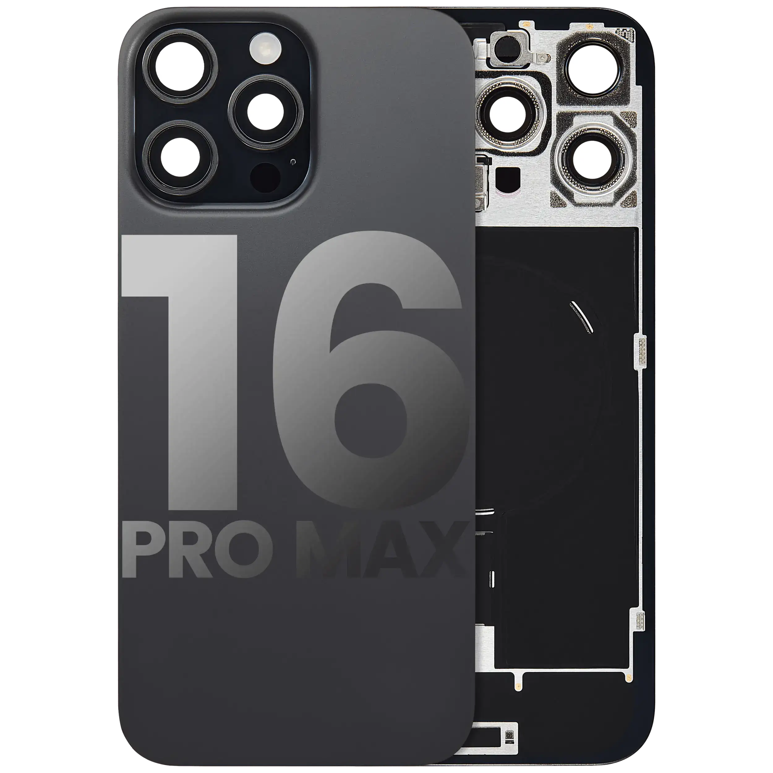 Back Glass w/ MagSafe Magnet & NFC & Flashlight Flex For iPhone 16 Pro Max (Used OEM Pull: Grade B) (Black Titanium)