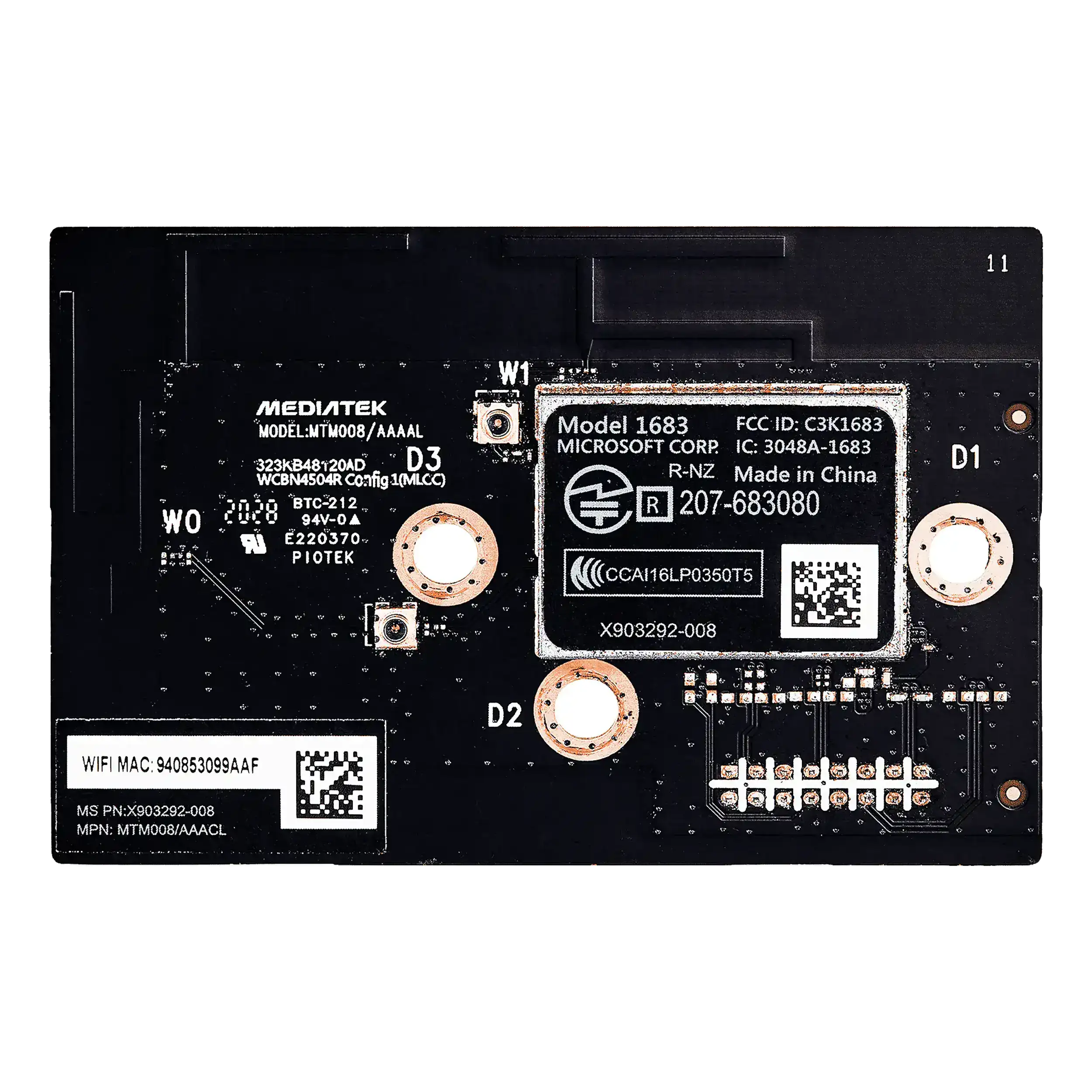 Wireless WiFi Bluetooth Module PCB Board For Xbox One S (Board # 1683)