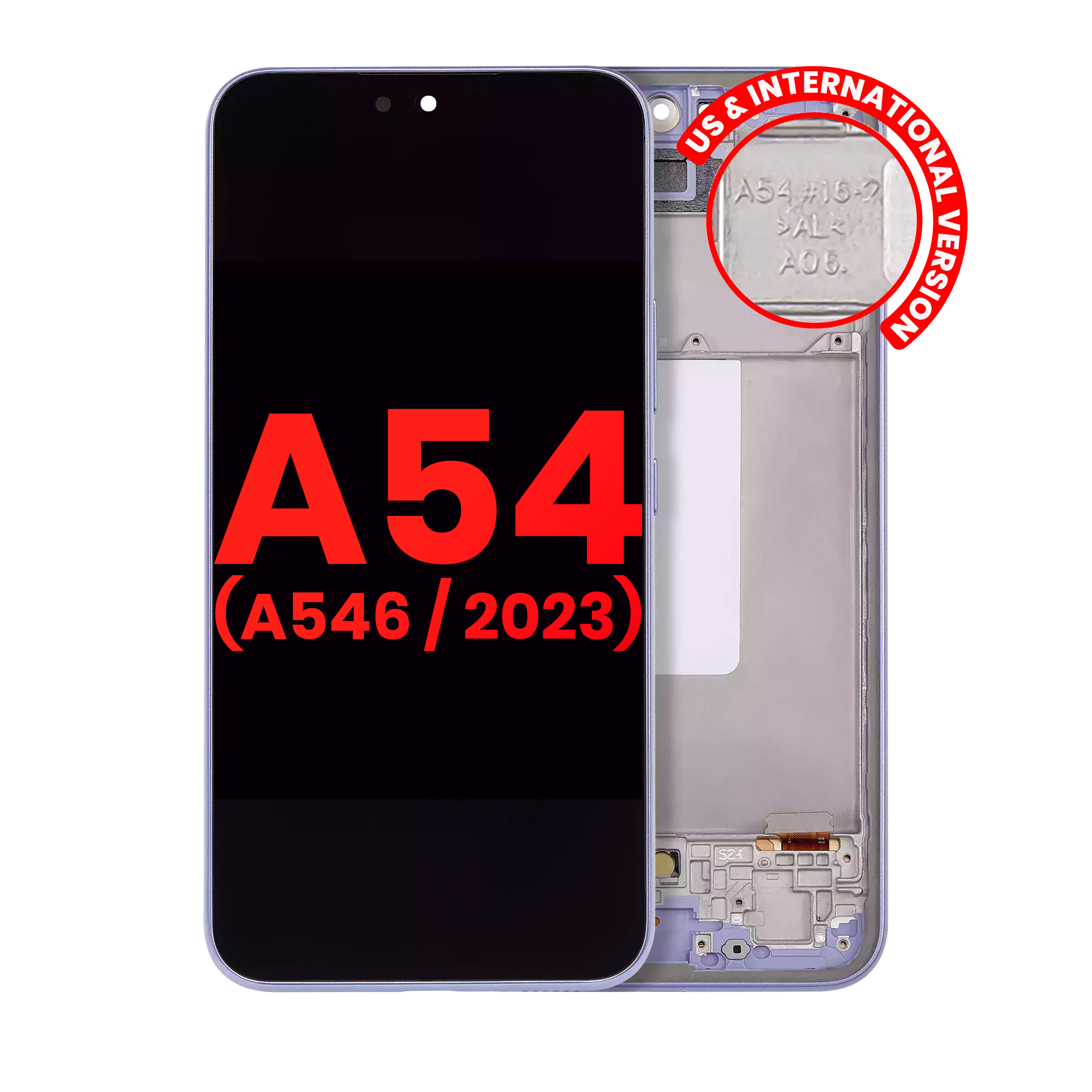 OLED Assembly With Frame For Samsung Galaxy A54 5G (A546 / 2023) (US & International Version) (Aftermarket Plus) (Violet)
