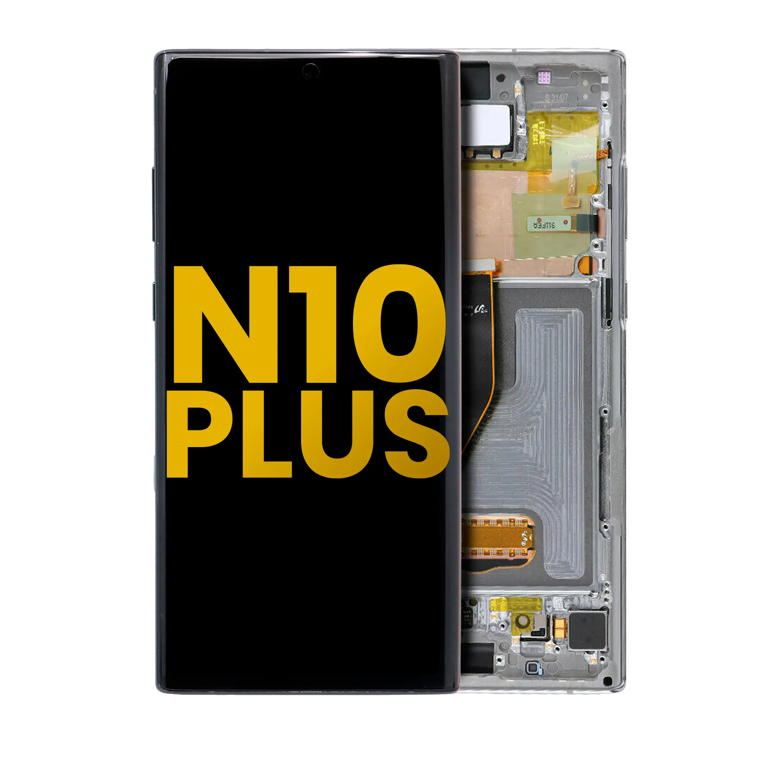 OLED Assembly With Frame For Samsung Galaxy Note 10 Plus / 5G (Refurbished) (Aura Glow / Silver)