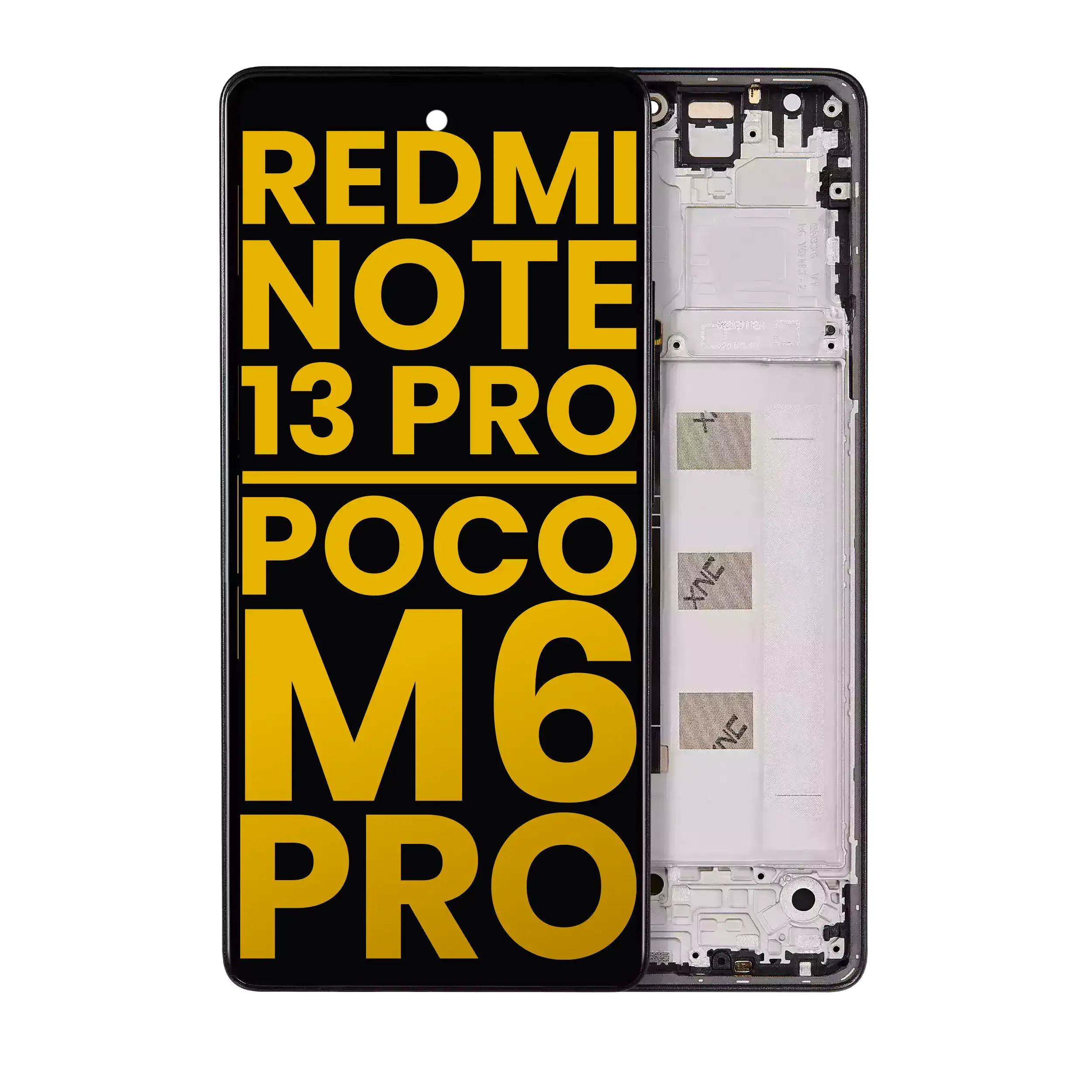 OLED Assembly With Frame For Xiaomi Redmi Note 13 Pro 4G / Xiaomi Poco M6 Pro 4G / Xiaomi Redmi Note 14S (Refurbished) (Midnight Black)