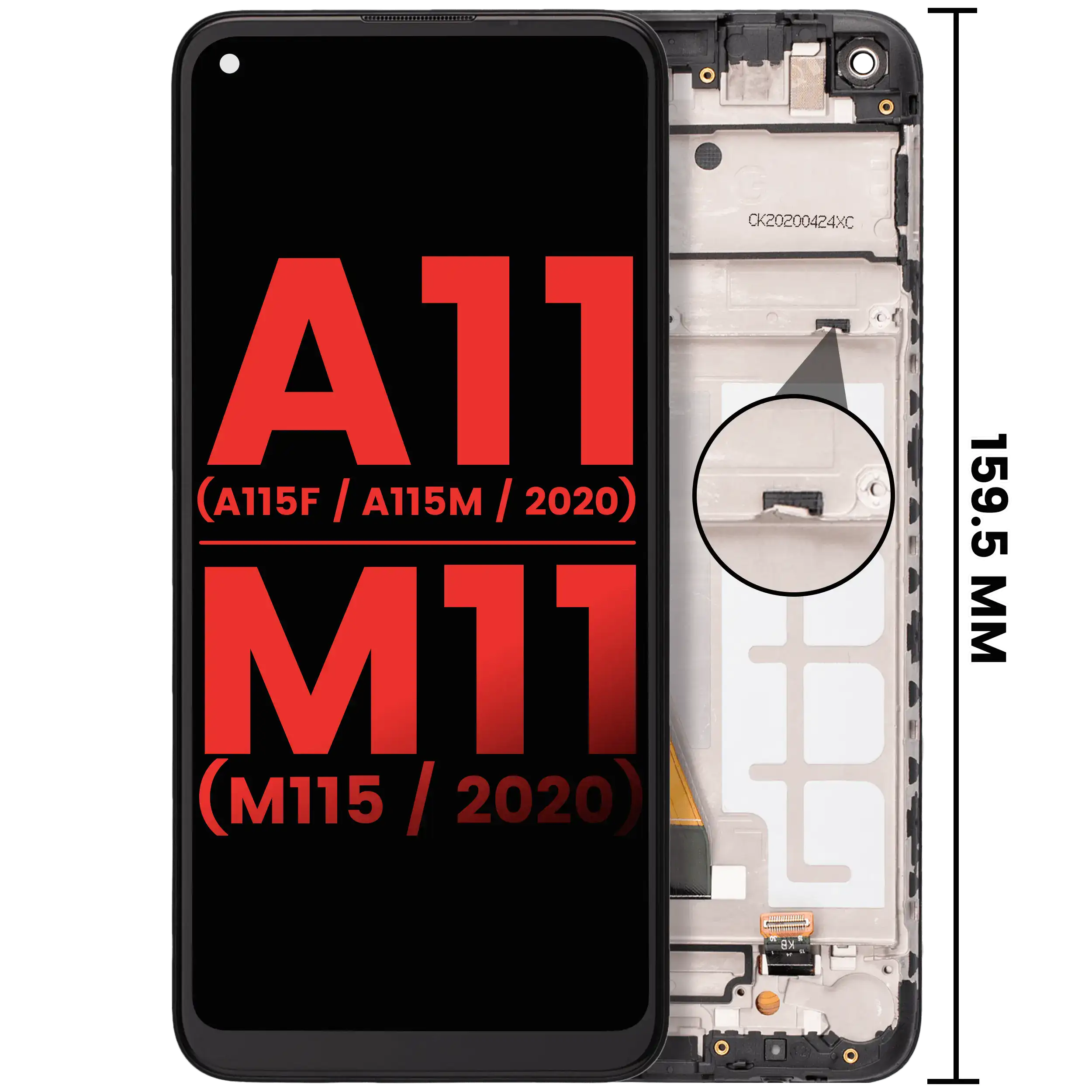 LCD Assembly With Frame For Samsung Galaxy A11 (A115F/  A115M / 2020) /  M11 (M115 /2020) (International Version) (Aftermarket Plus) (All Colors)