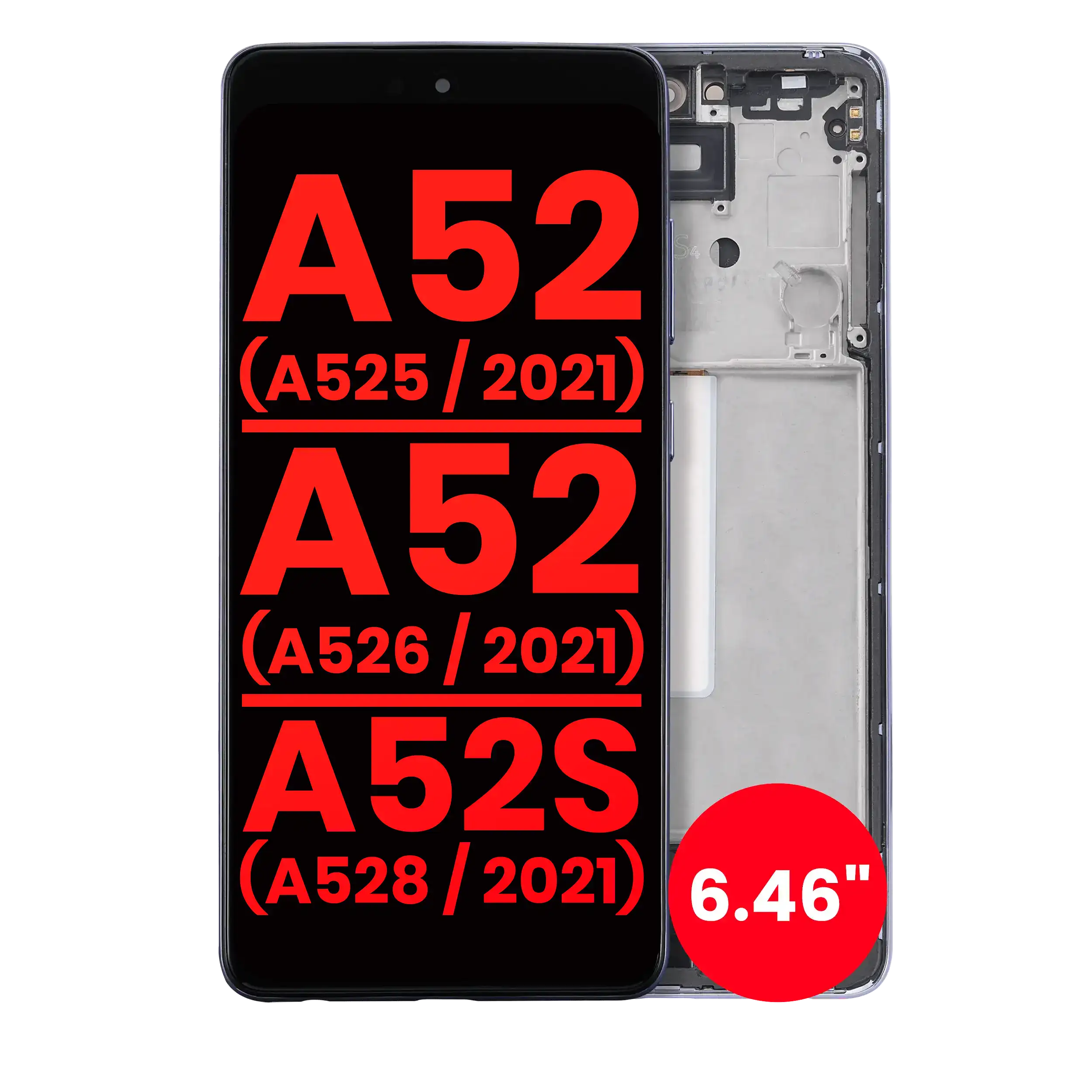 OLED Assembly With Frame For Samsung Galaxy A52 4G (A525 / 2021) / A52 5G (A526 / 2021) / A52S 5G (A528 / 2021) (6.46") (Aftermarket Plus) (Awesome Purple)