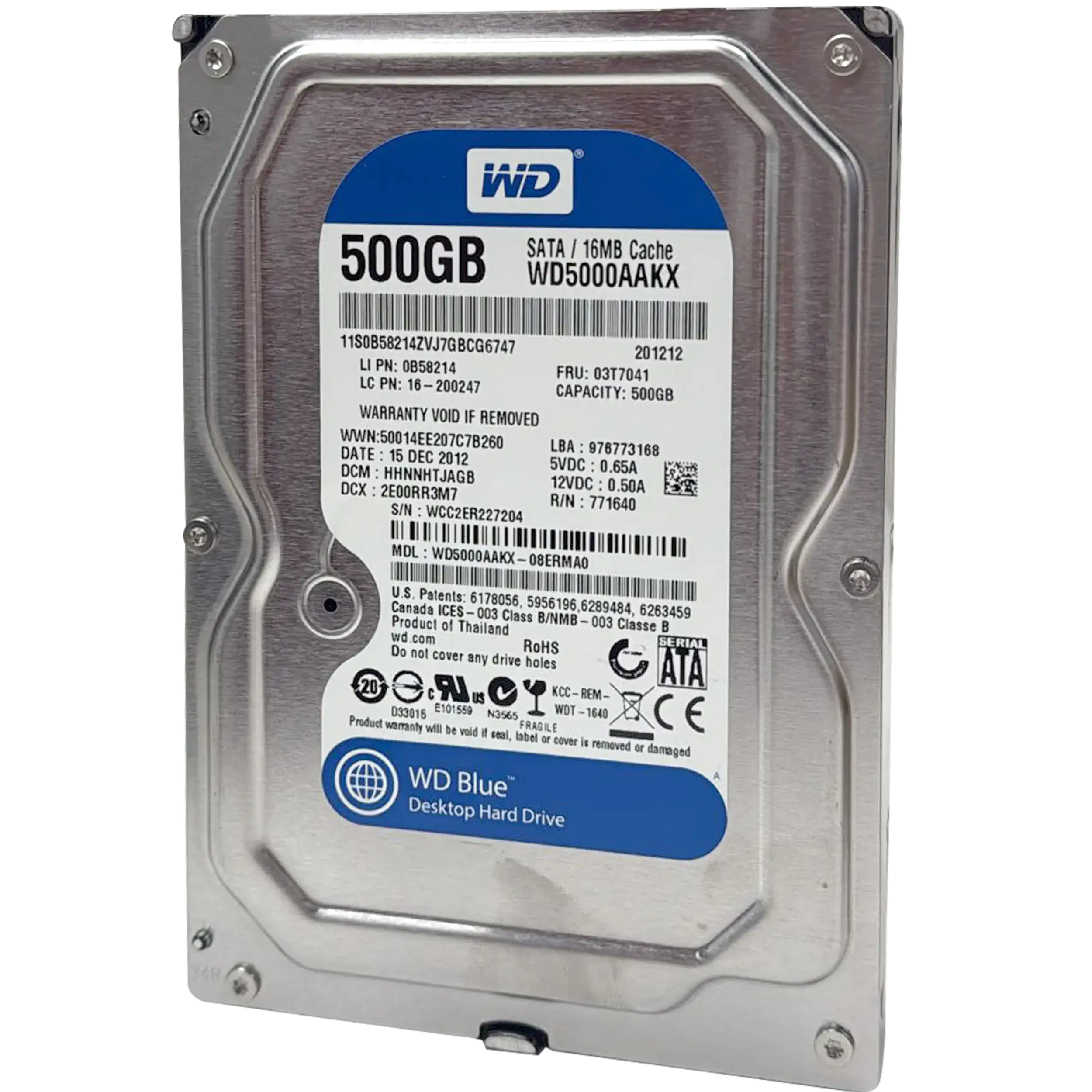 500GB WD Blue 3.5" HDD Internal Hard Drive - 7200 RPM (26mm) (Refurbished)