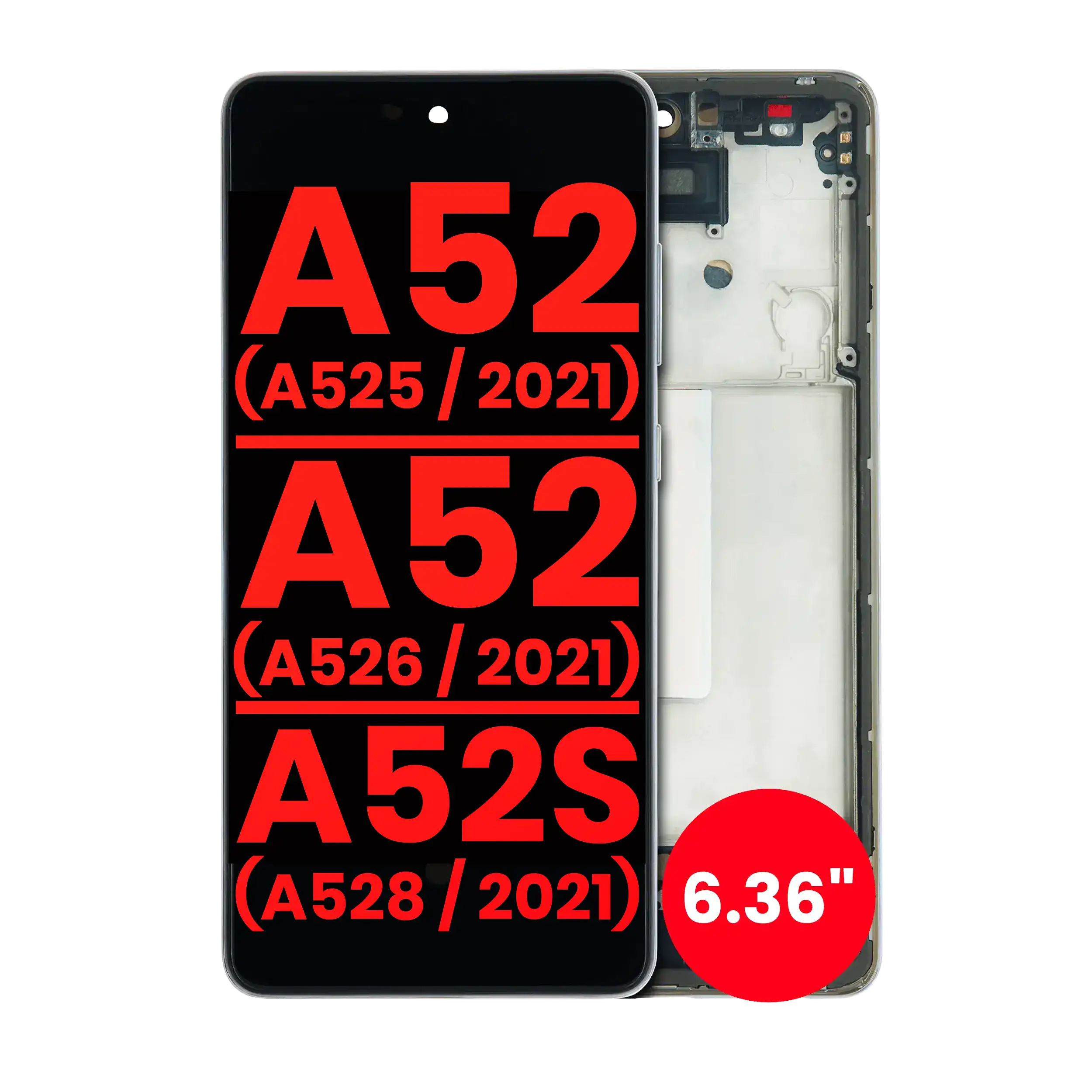 OLED Assembly With Frame For Samsung Galaxy A52 4G (A525 / 2021) / A52 5G (A526 / 2021) / A52S 5G (A528 / 2021) (6.36") (Aftermarket Plus) (Awesome White)