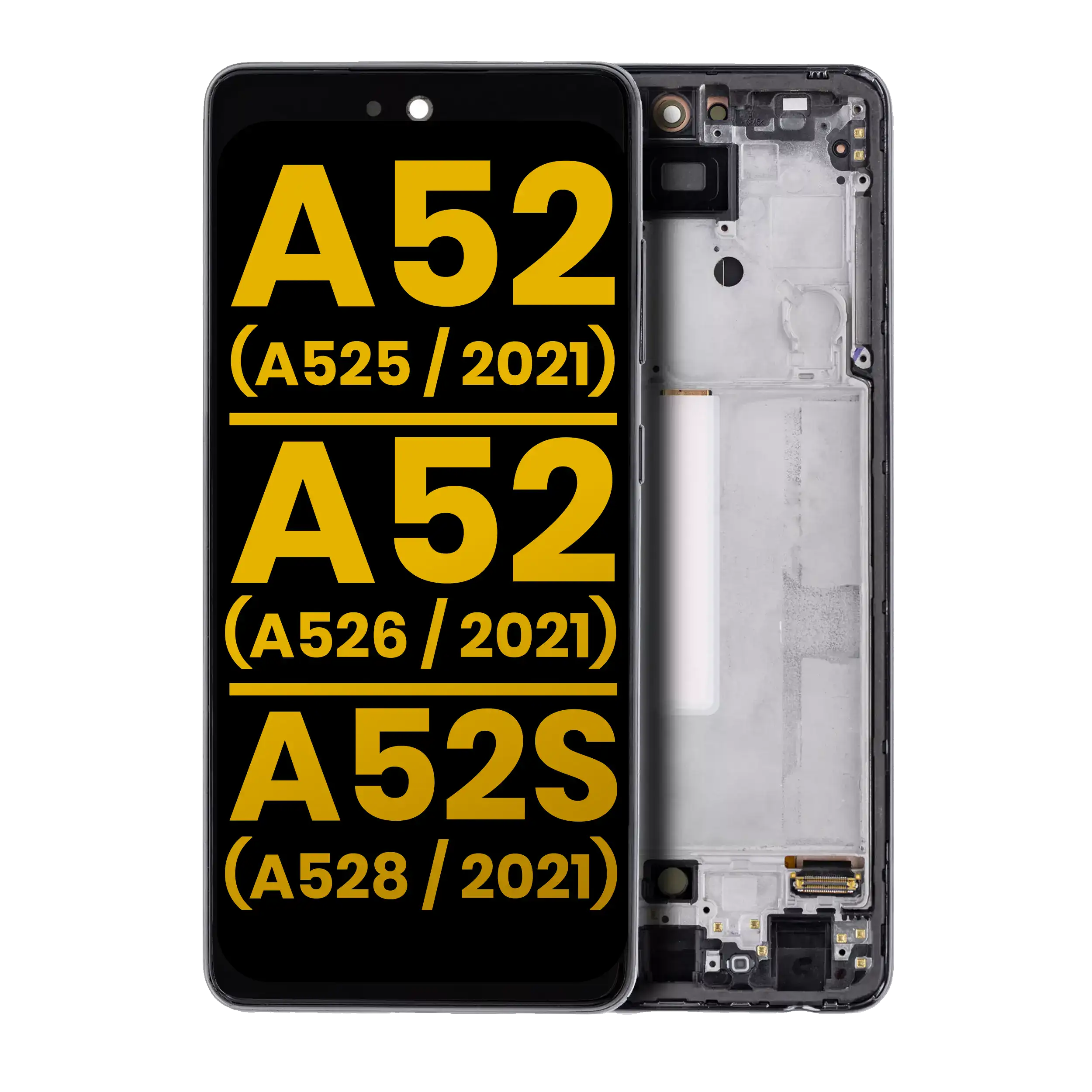 OLED Assembly With Frame For Samsung Galaxy A52 4G (A525 / 2021) / A52 5G (A526 / 2021) / A52S 5G (A528 / 2021) (Refurbished) (Awesome White)