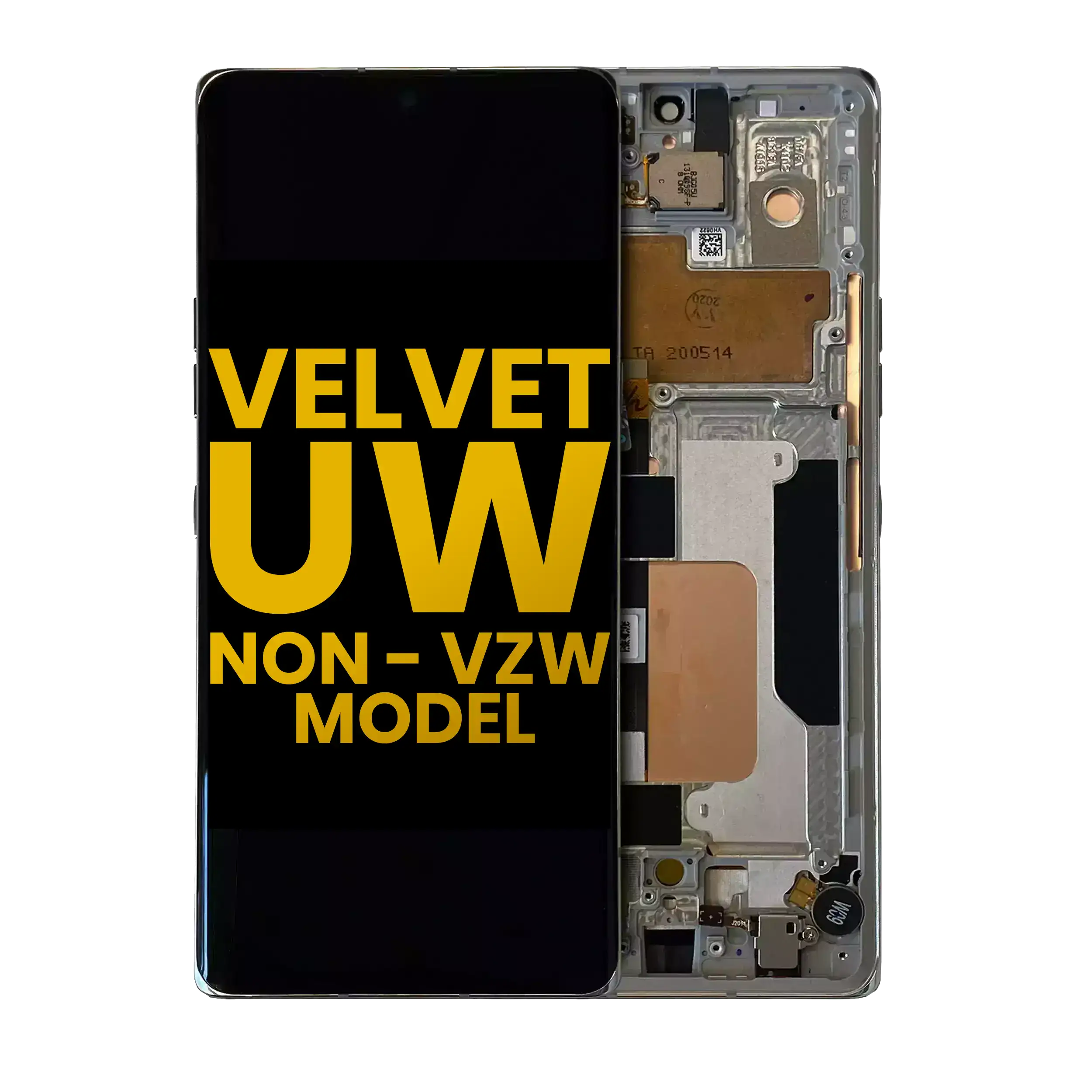 OLED Assembly With Frame For LG Velvet 5G (Non-Verizon 5G UW Frame) (Refurbished) (Silver)
