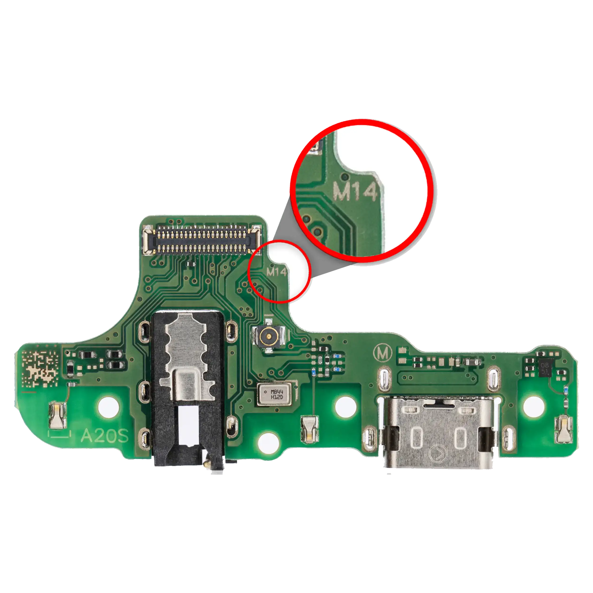 Charging Port With Board For Samsung Galaxy A20s (A207M / 2019) (M14) (International Version) (Aftermarket Plus)