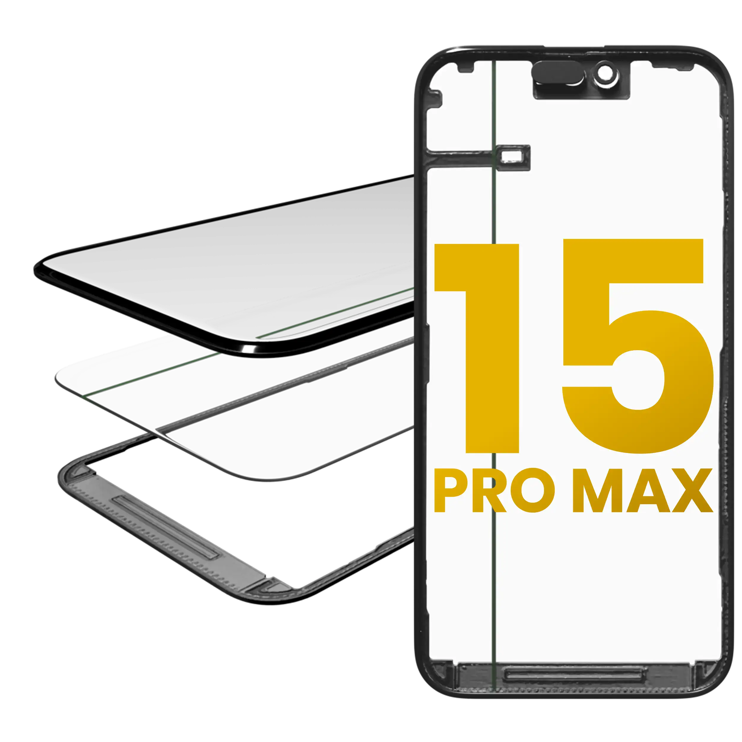 3 in 1  (Glass With OCA Pre-Installed + Frame) For iPhone 15 Pro Max (OCA Master)