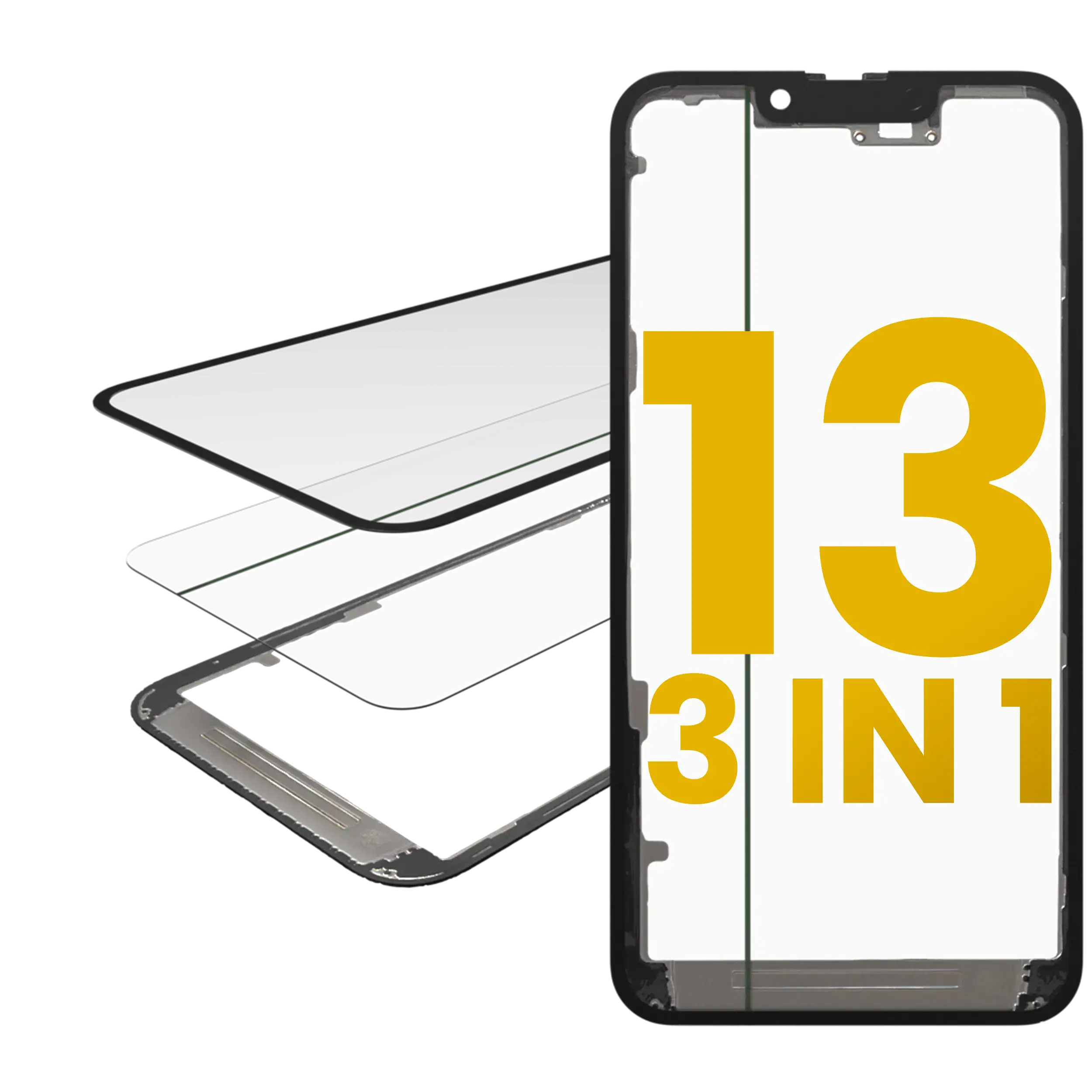 3 in 1  (Glass With OCA Pre-Installed + Frame) For iPhone 13 (OCA Master)