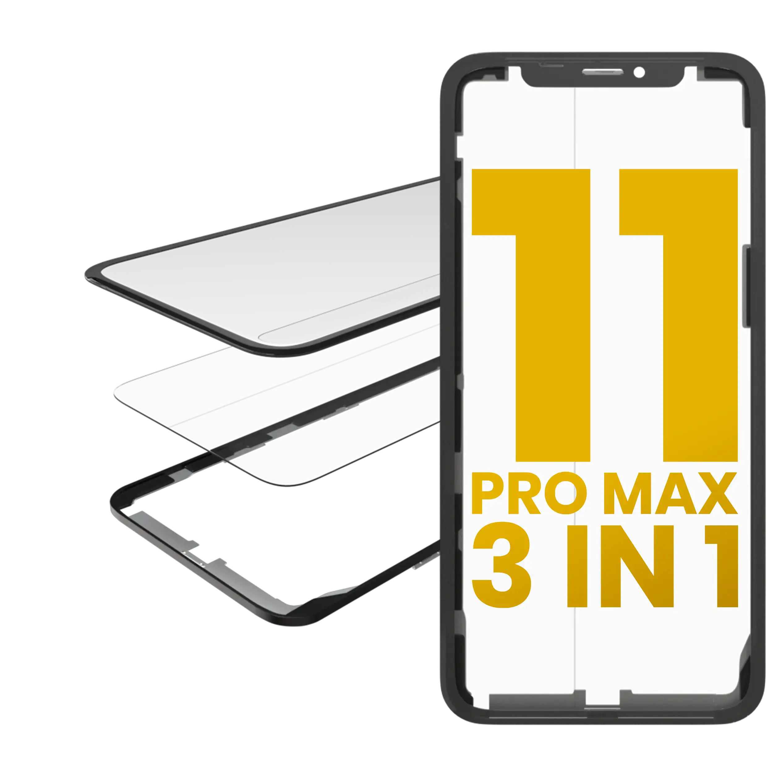 3 in 1  (Glass With OCA Pre-Installed + Frame) For iPhone 11 Pro Max (OCA Master)