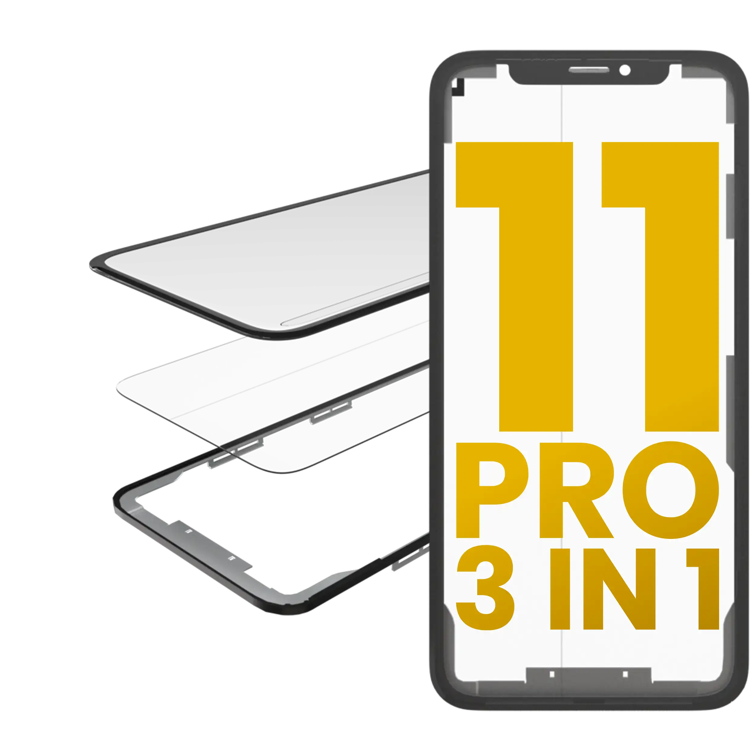 3 in 1  (Glass With OCA Pre-Installed + Frame) For iPhone 11 Pro (OCA Master)