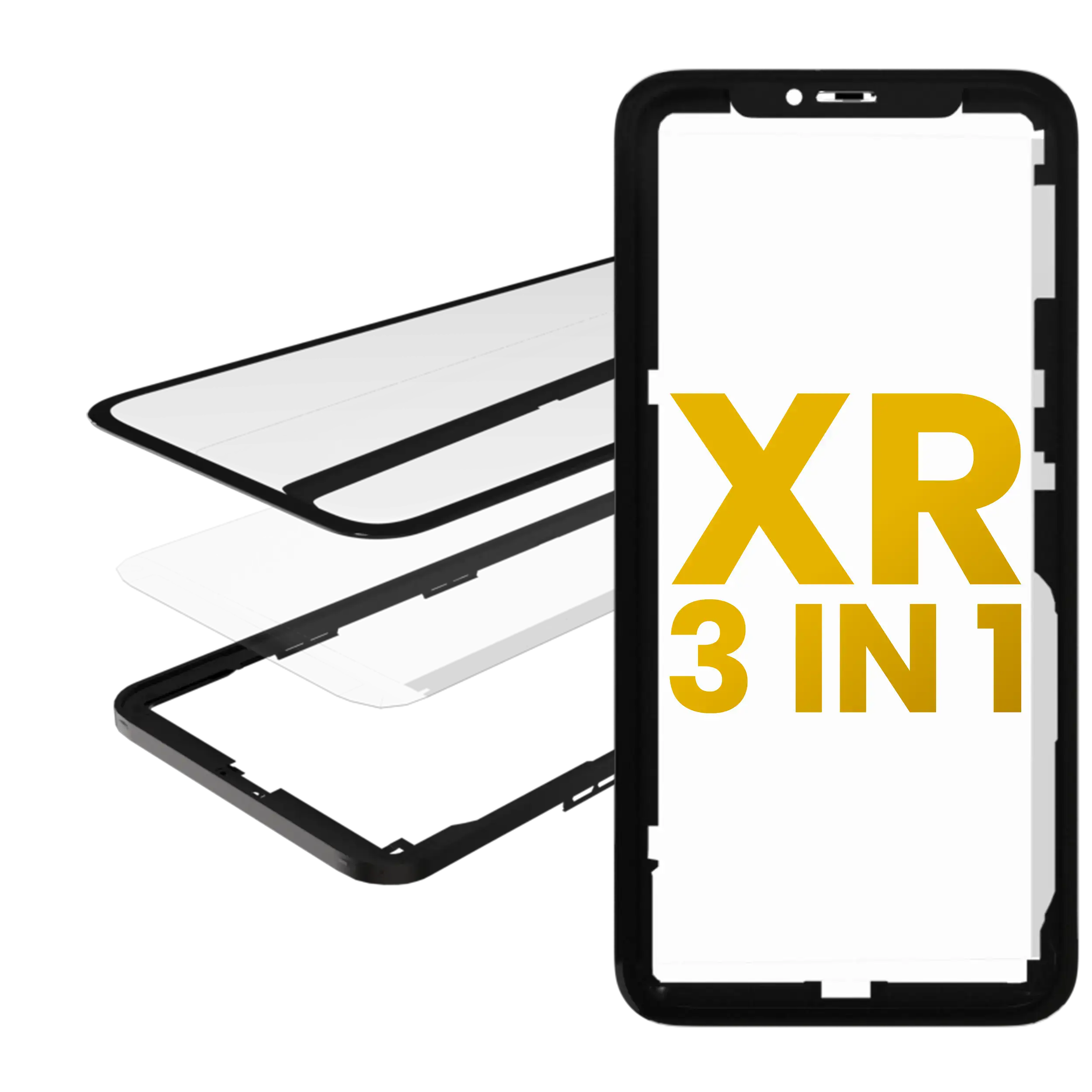 3 in 1 (Glass With OCA Pre-Installed + Frame)  For iPhone XR  (OCA Master) (2 Pack)