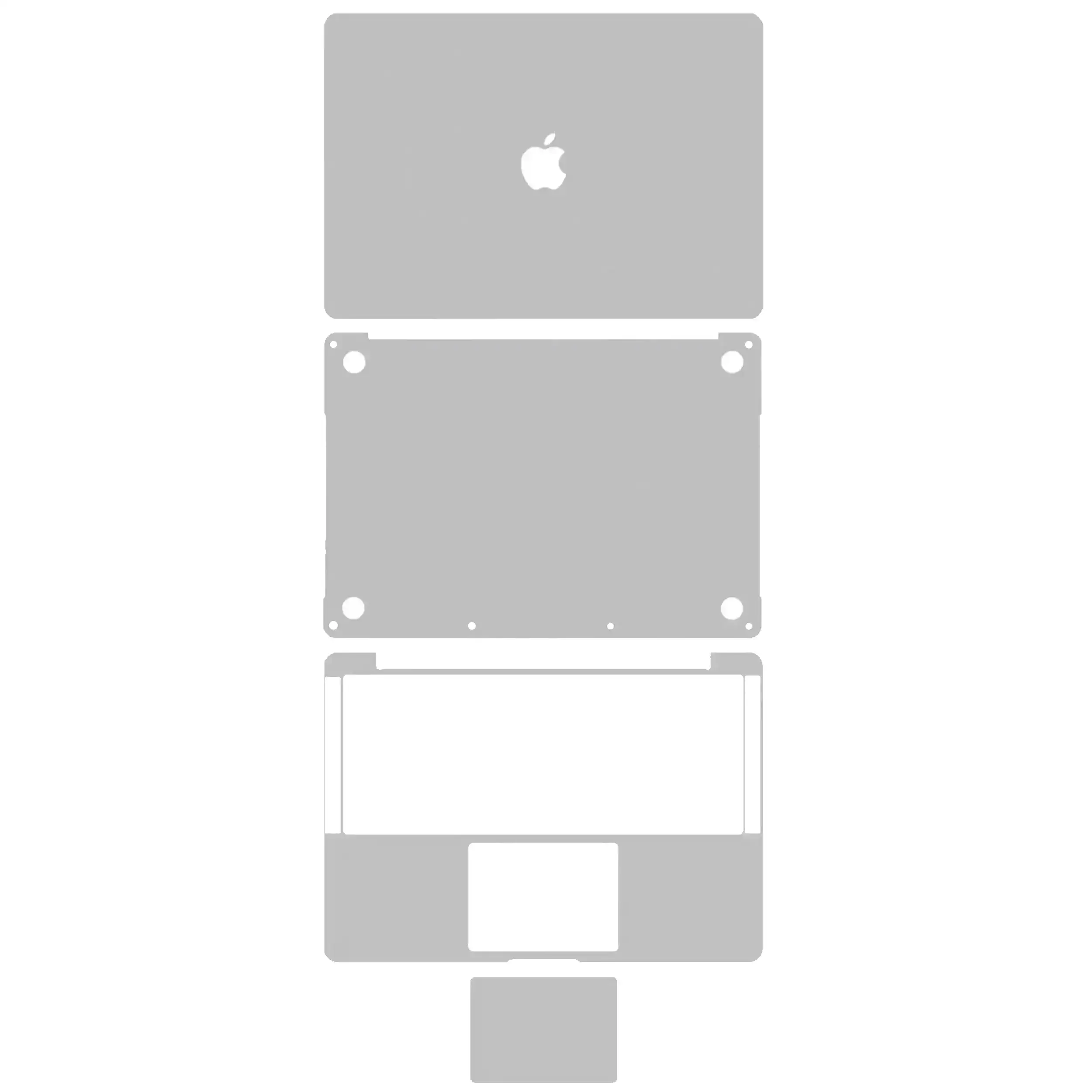 4in1 (Top, Bottom, Keyboard, Trackpad) Skin For MacBook Pro 13"A1708 (2016) (Silver)