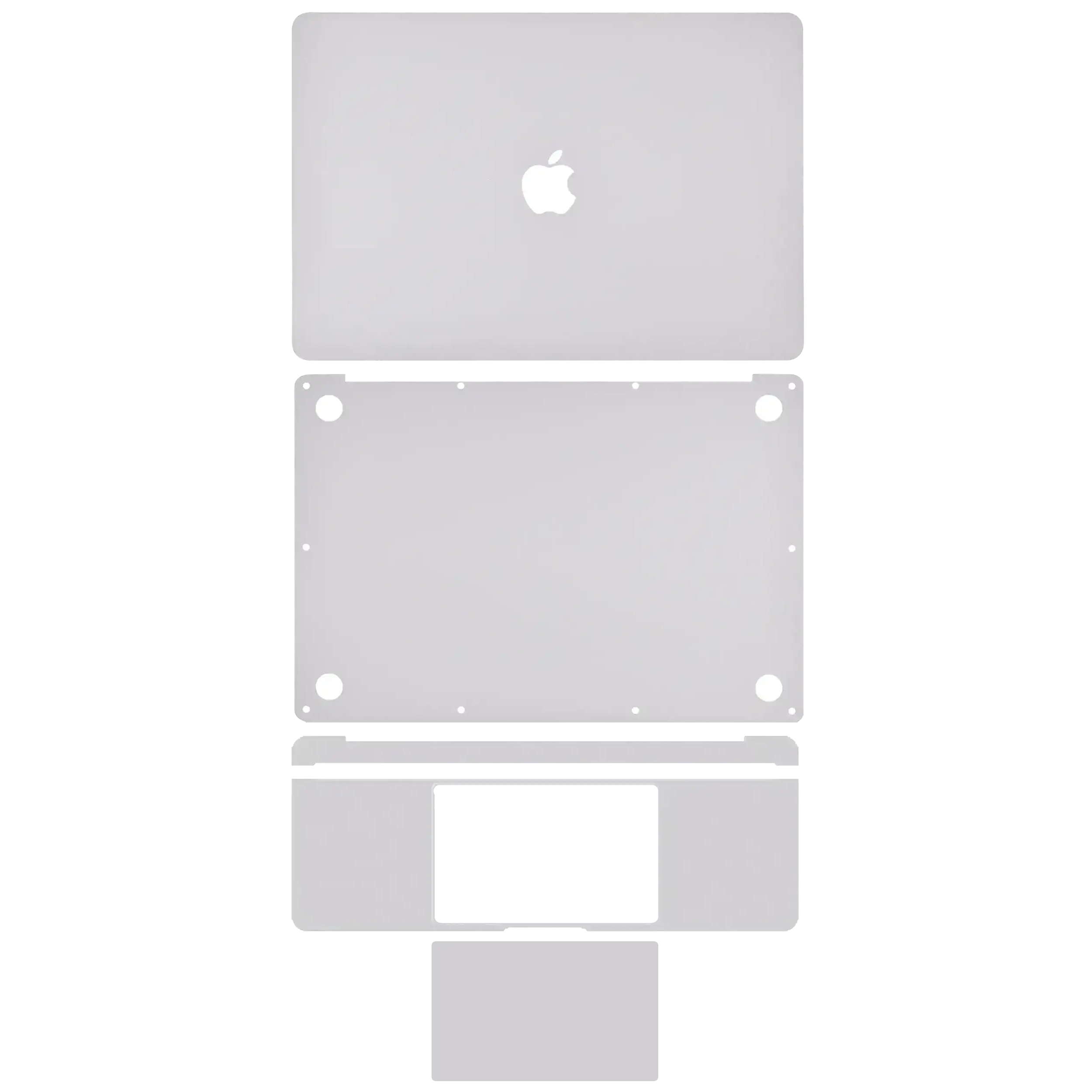 4in1 (Top, Bottom, Keyboard, Trackpad) Skin For MacBook Pro 15" A1990 (2018-2019) / A1707 (2016-2017) (Silver)
