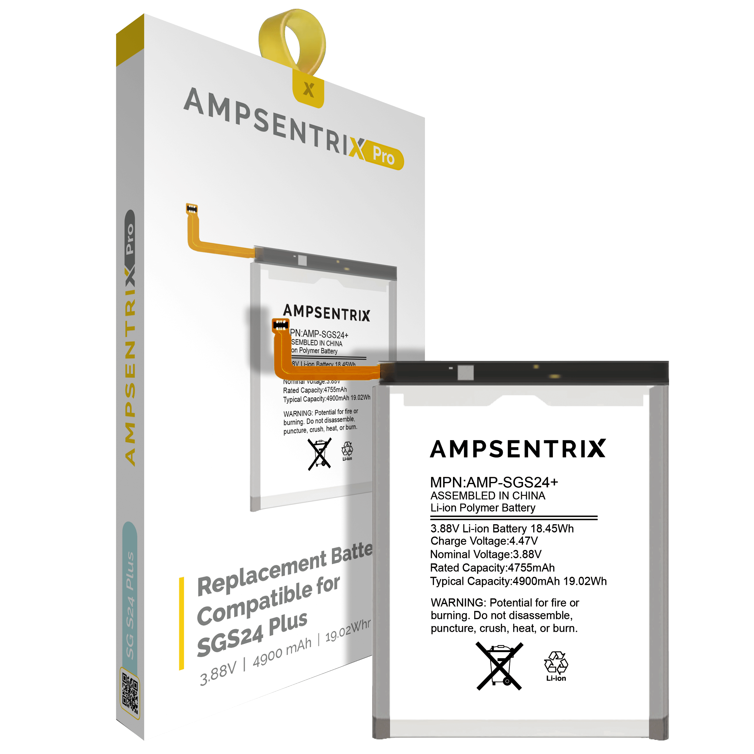 Replacement Battery For Samsung Galaxy S24 Plus (AmpSentrix Pro)