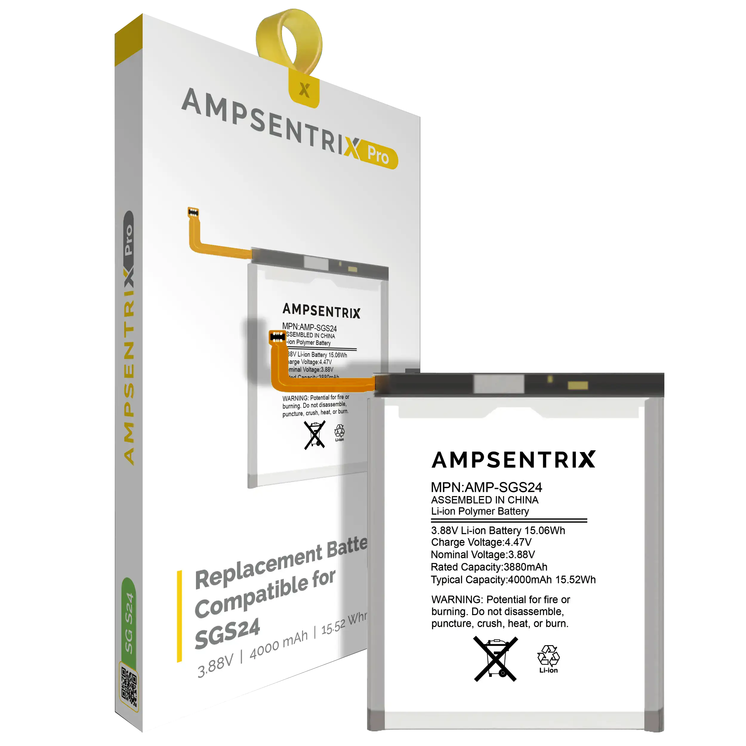 Replacement Battery For Samsung Galaxy S24 5G (AmpSentrix Pro)