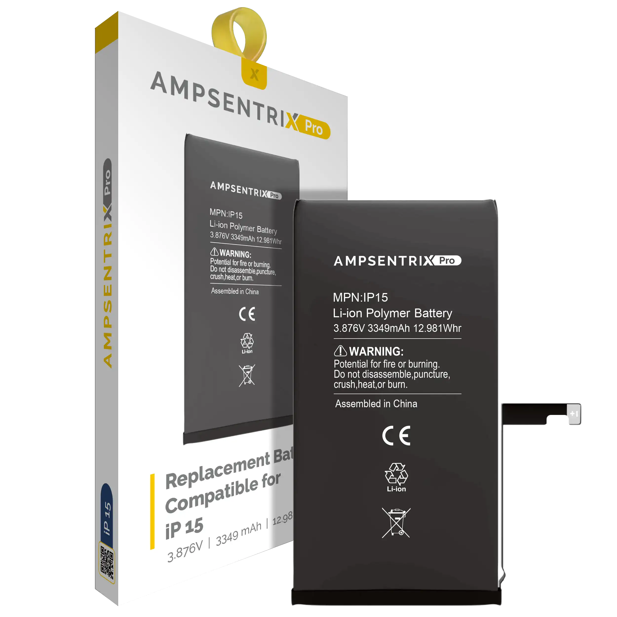 Replacement Battery For iPhone 15 (AmpSentrix Pro)