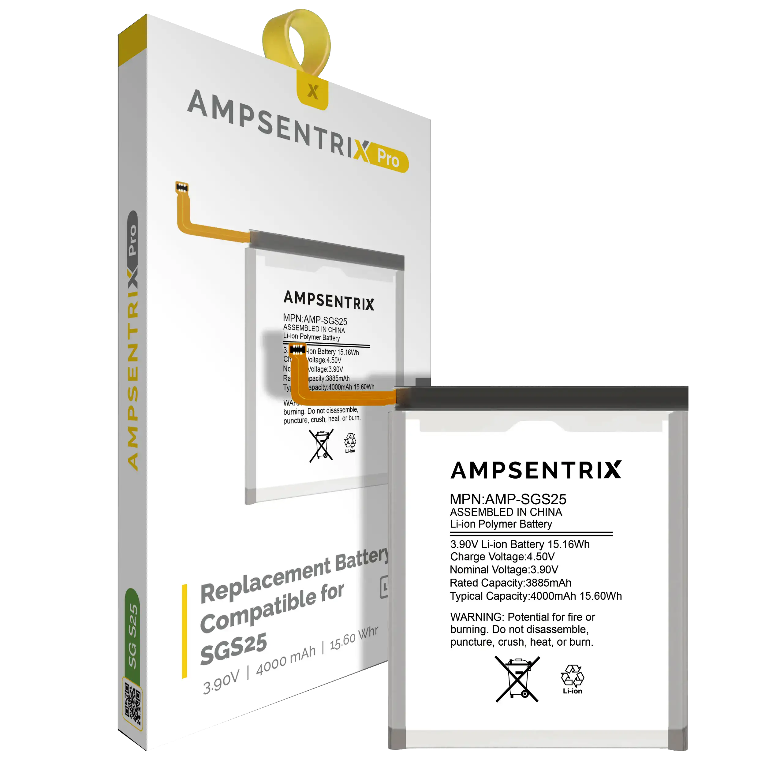 Replacement Battery For Samsung Galaxy S25 (AmpSentrix Pro)