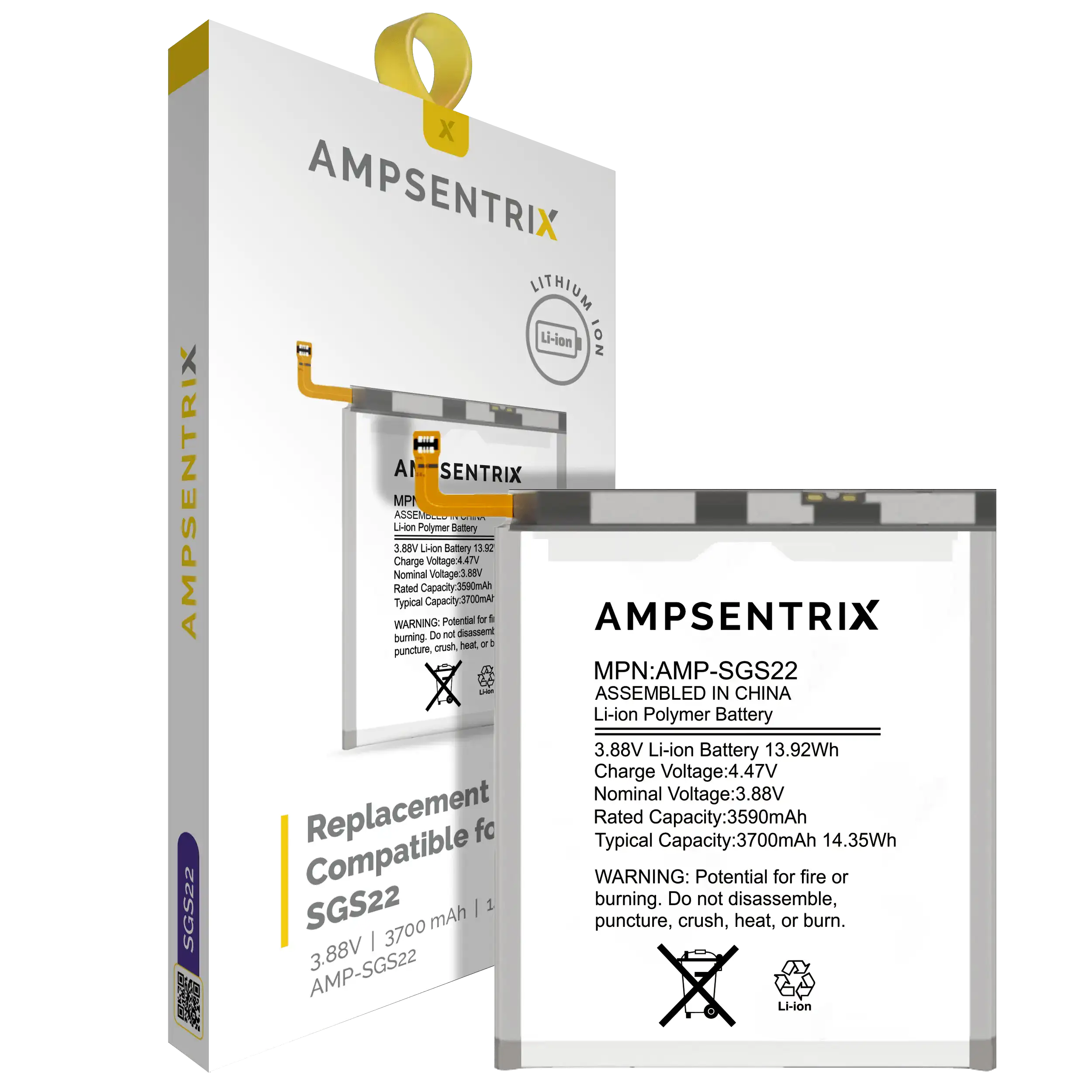 Replacement Battery For Samsung Galaxy S22 5G (AmpSentrix Pro)
