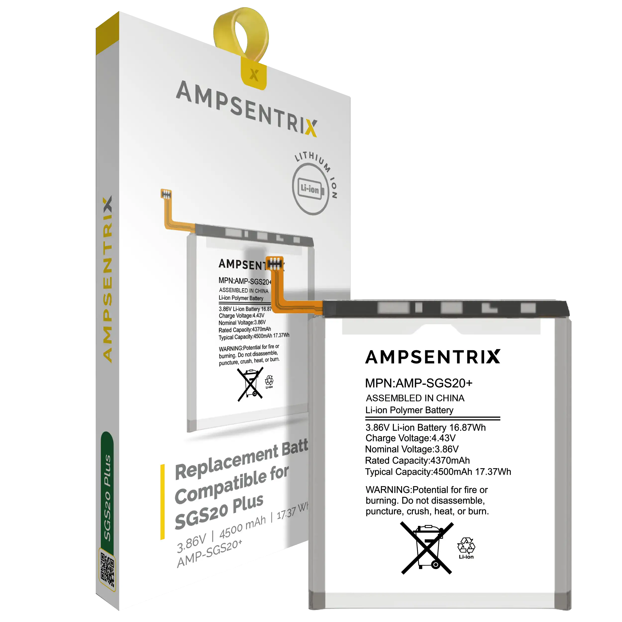 Replacement Battery For Samsung Galaxy S20 Plus (AmpSentrix Pro)