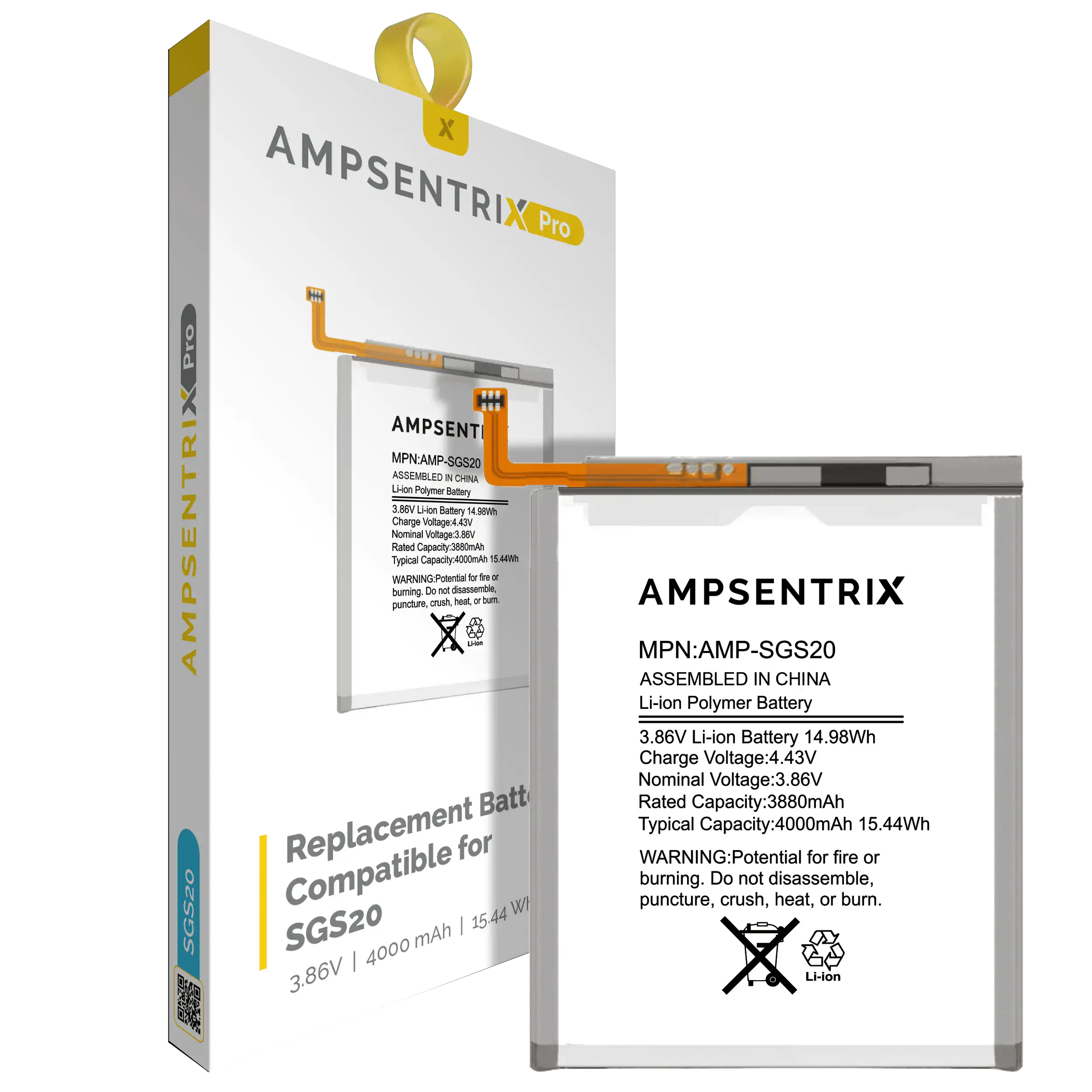 Replacement Battery For Samsung Galaxy S20 5G / S20 5G UW Verizon (AmpSentrix Pro)