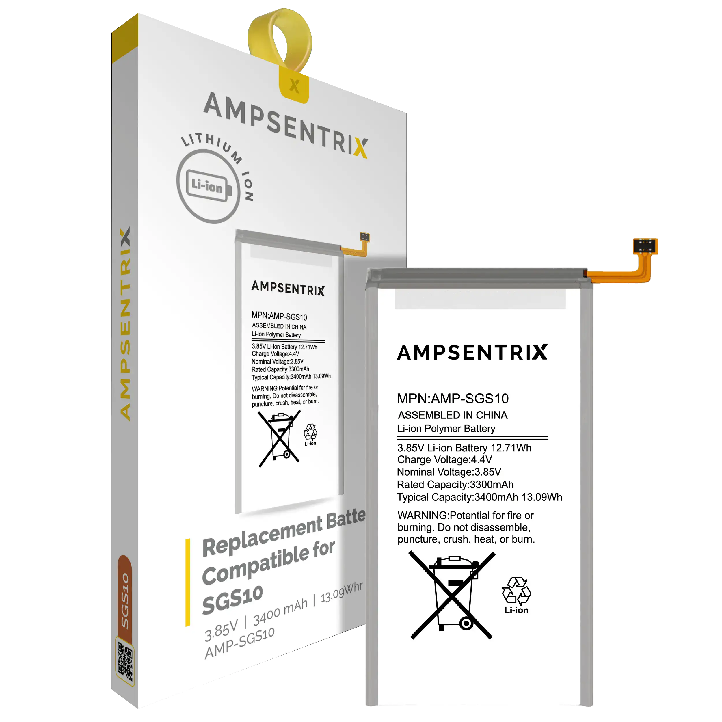 Replacement Battery For Samsung Galaxy S10 (AmpSentrix Pro)