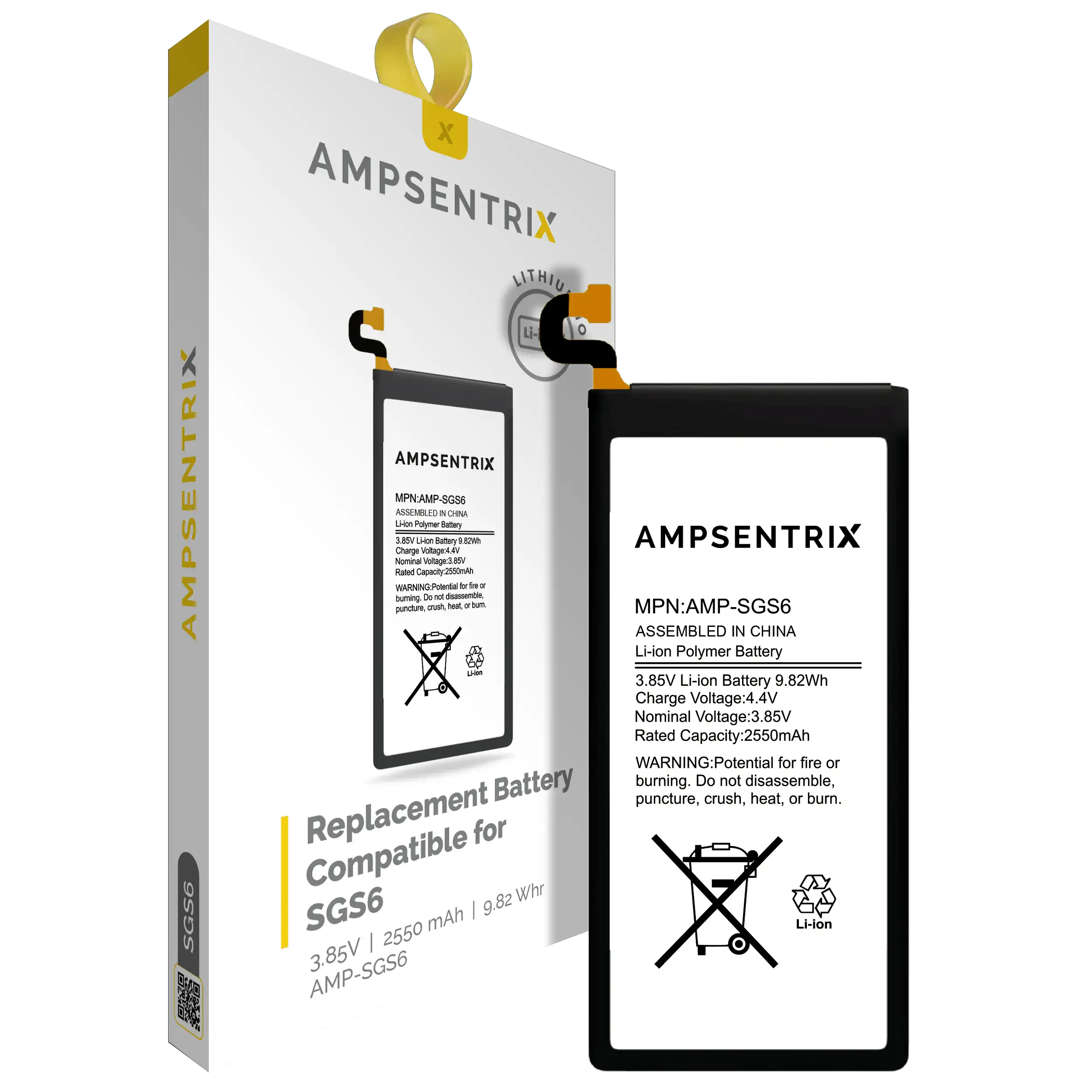 Replacement Battery For Samsung Galaxy S6 (AmpSentrix Pro)