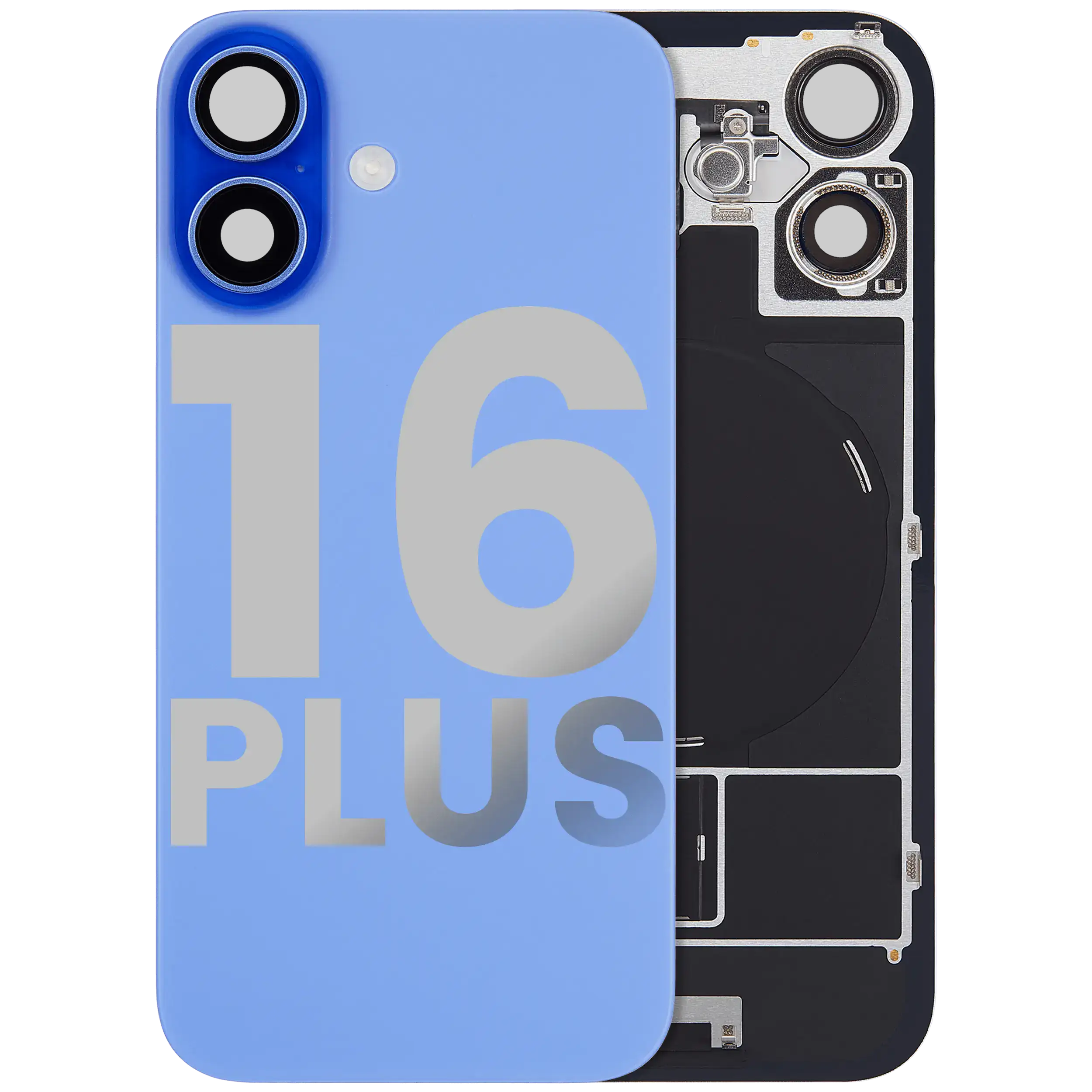 Back Glass w/ MagSafe Magnet & NFC & Flashlight Flex For iPhone 16 Plus (Used OEM Pull: Grade A) (Ultramarine)