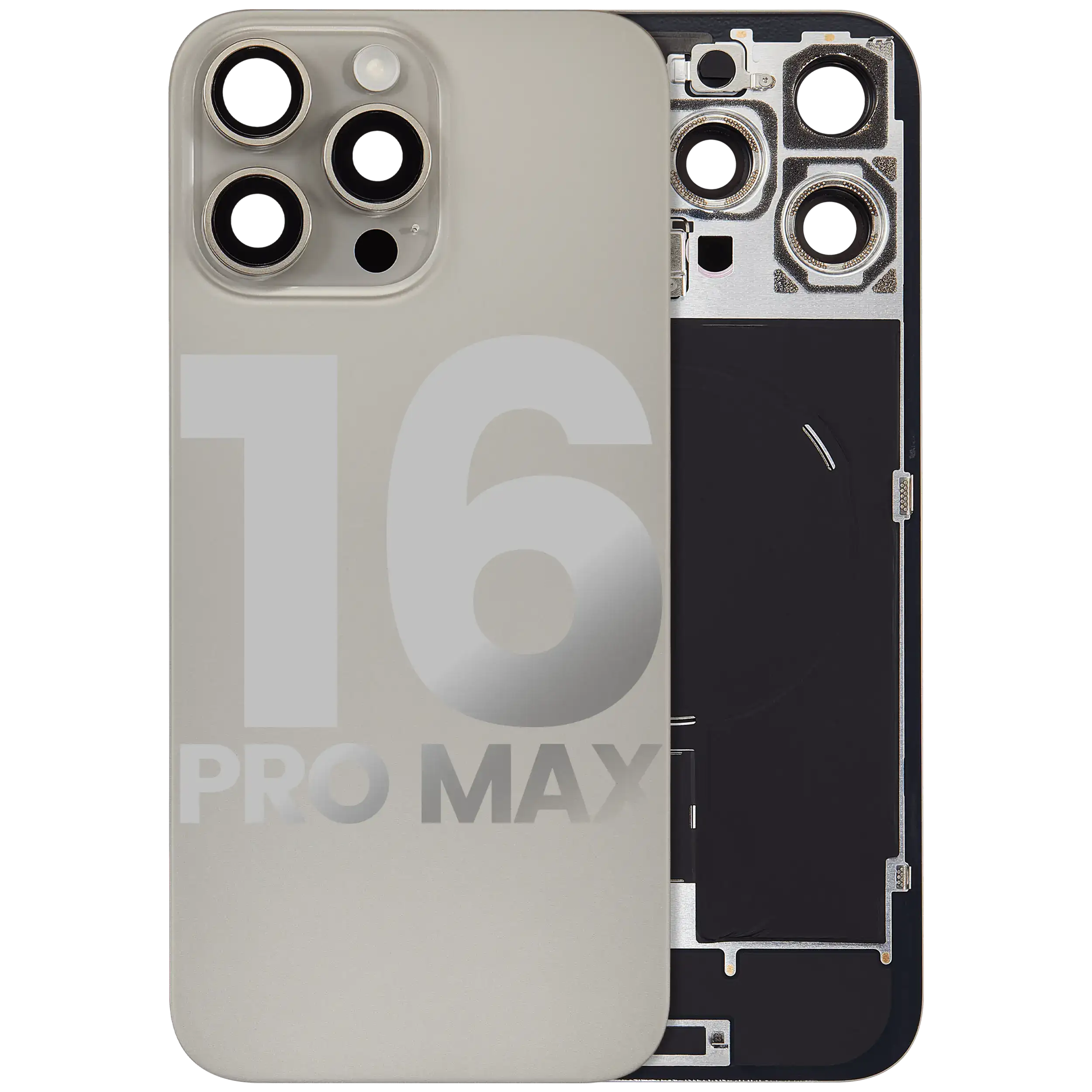 Back Glass w/ MagSafe Magnet & NFC & Flashlight Flex For iPhone 16 Pro Max (Used OEM Pull: Grade C) (Natural Titanium)