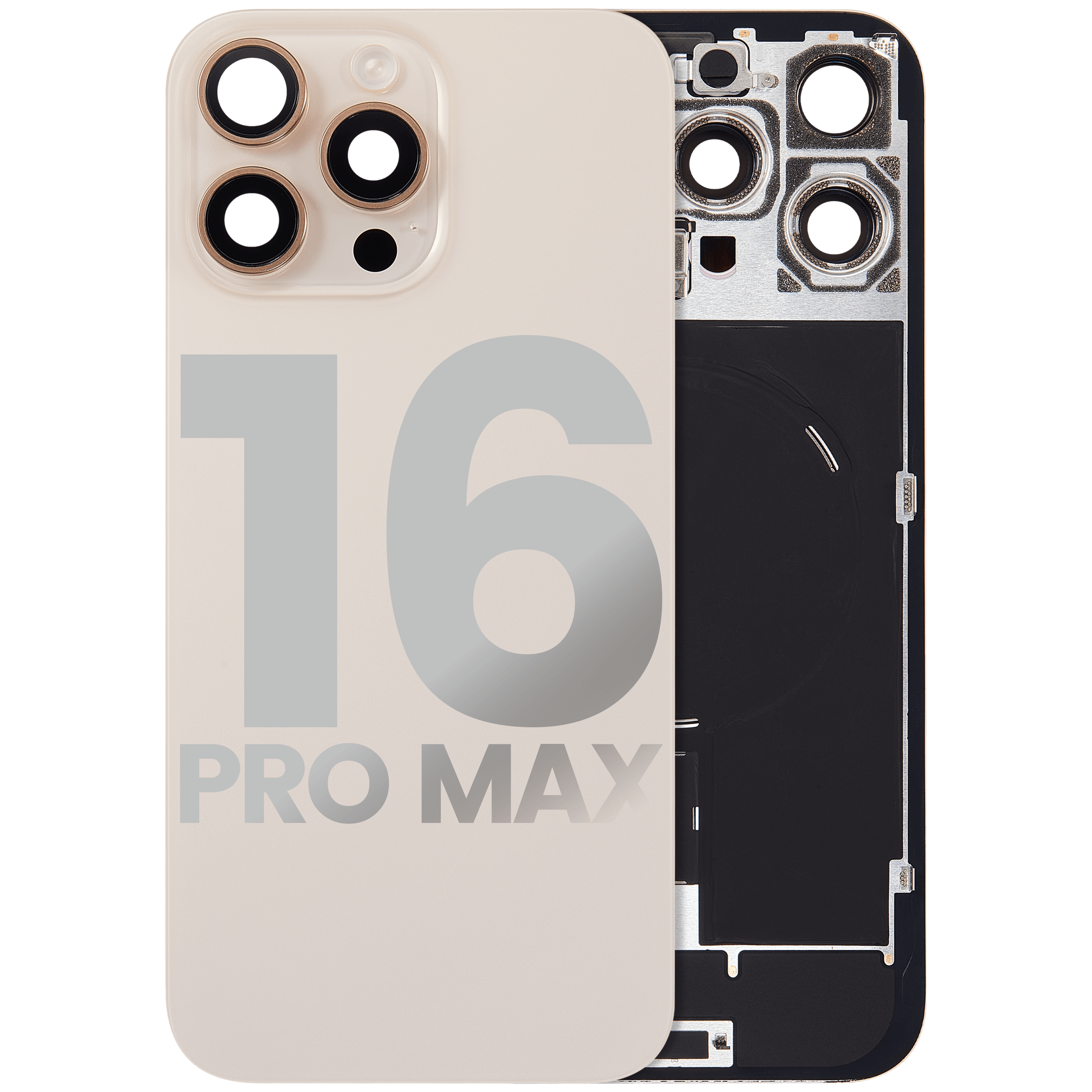 Back Glass w/ MagSafe Magnet & NFC & Flashlight Flex For iPhone 16 Pro Max (Used OEM Pull: Grade C) (Desert Titanium)