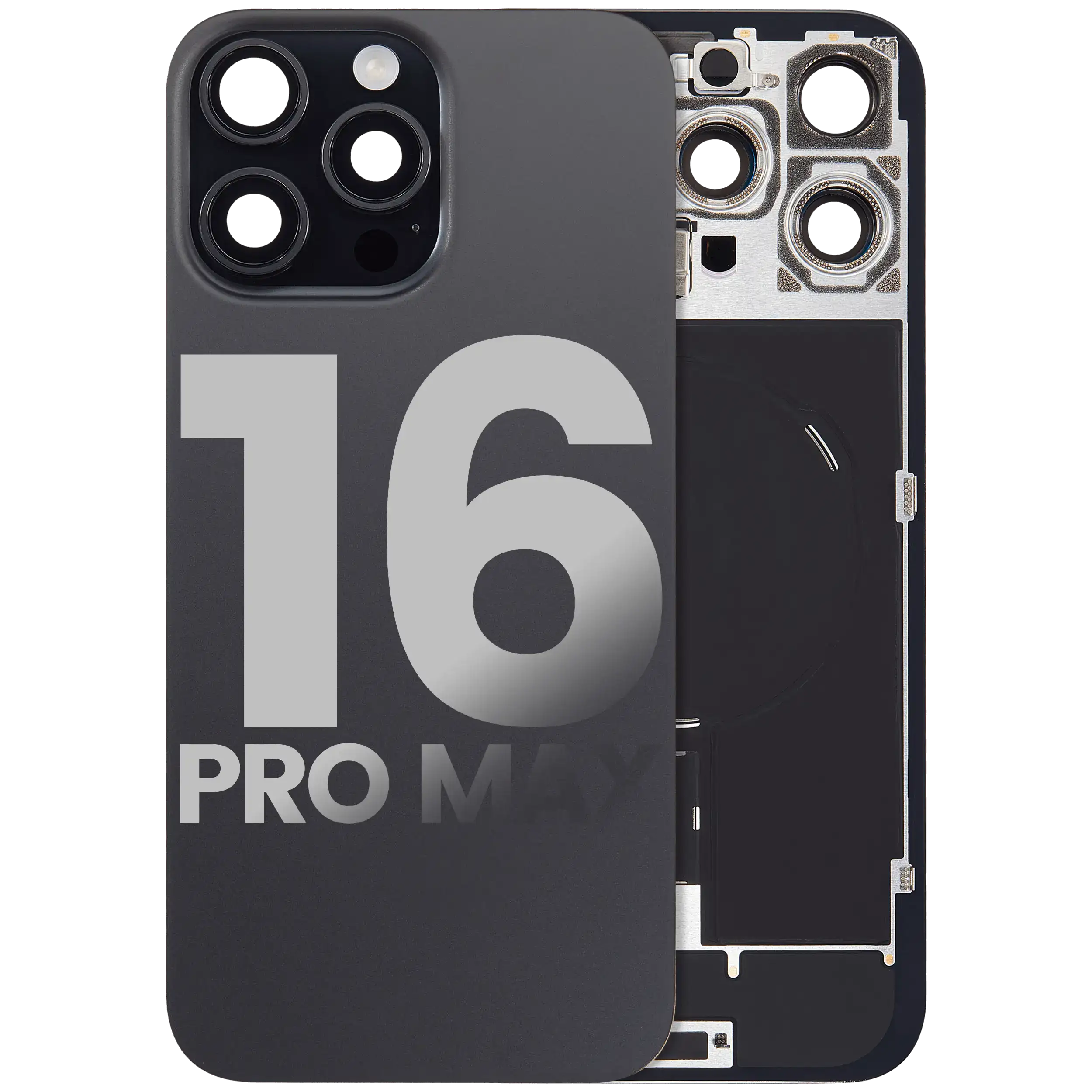 Back Glass w/ MagSafe Magnet & NFC & Flashlight Flex For iPhone 16 Pro Max (Used OEM Pull: Grade C) (Black Titanium)