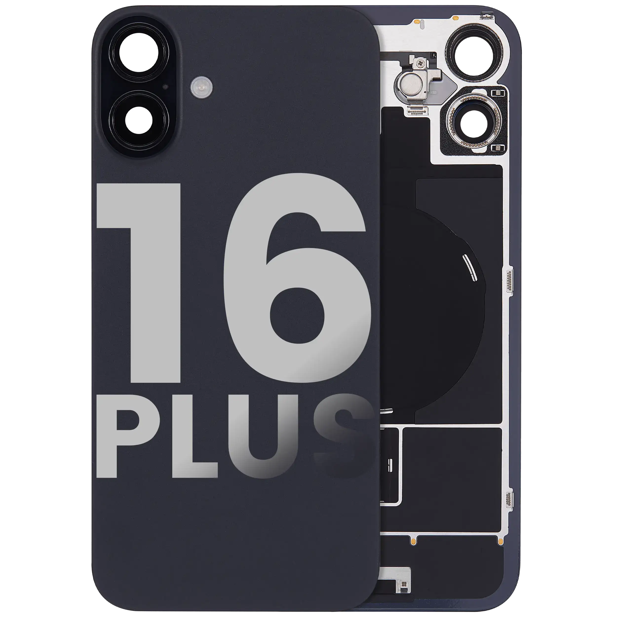 Back Glass w/ MagSafe Magnet & NFC & Flashlight Flex For iPhone 16 Plus (Used OEM Pull: Grade C) (Black)