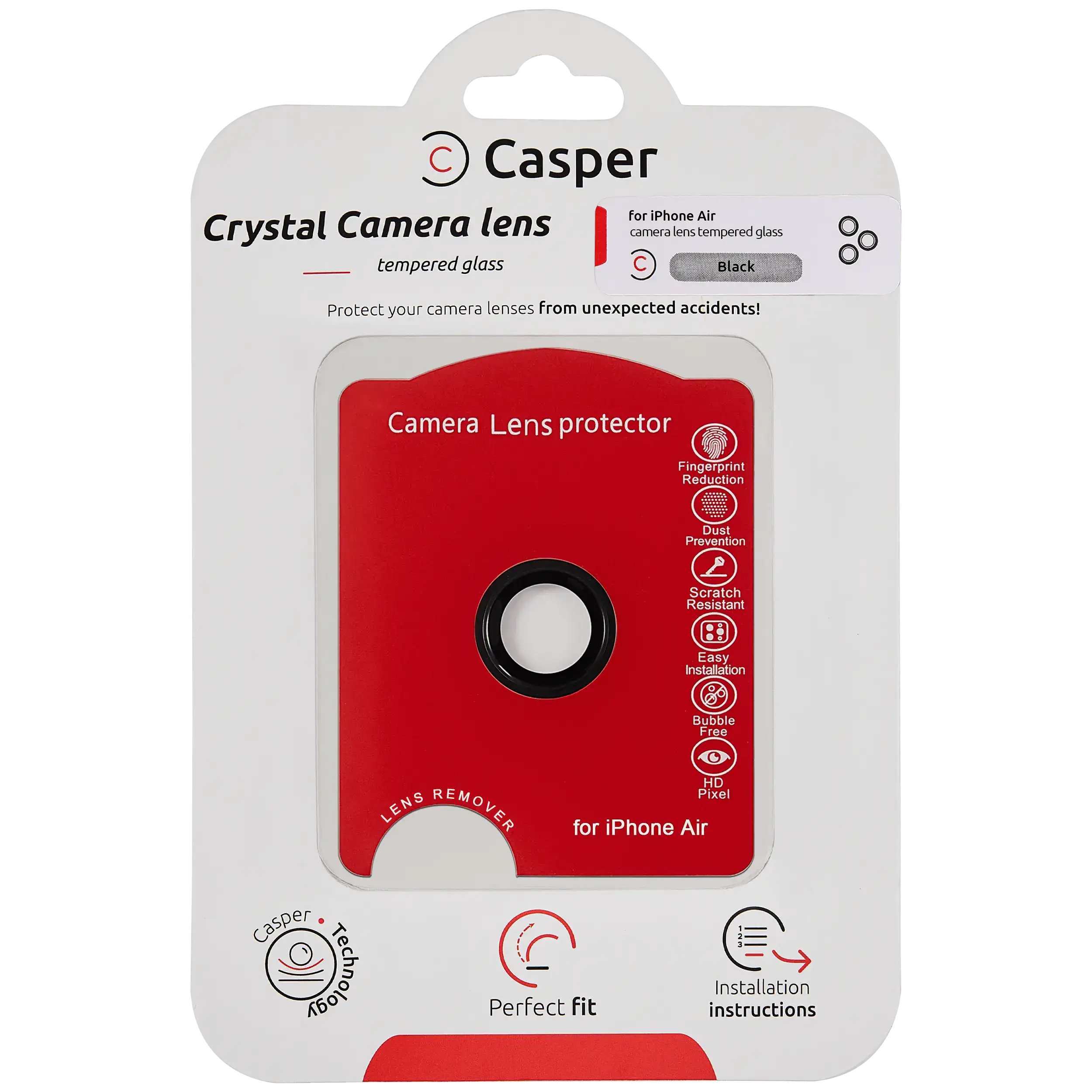 Casper Camera Lens Protector For iPhone Air (Black) (Clear)