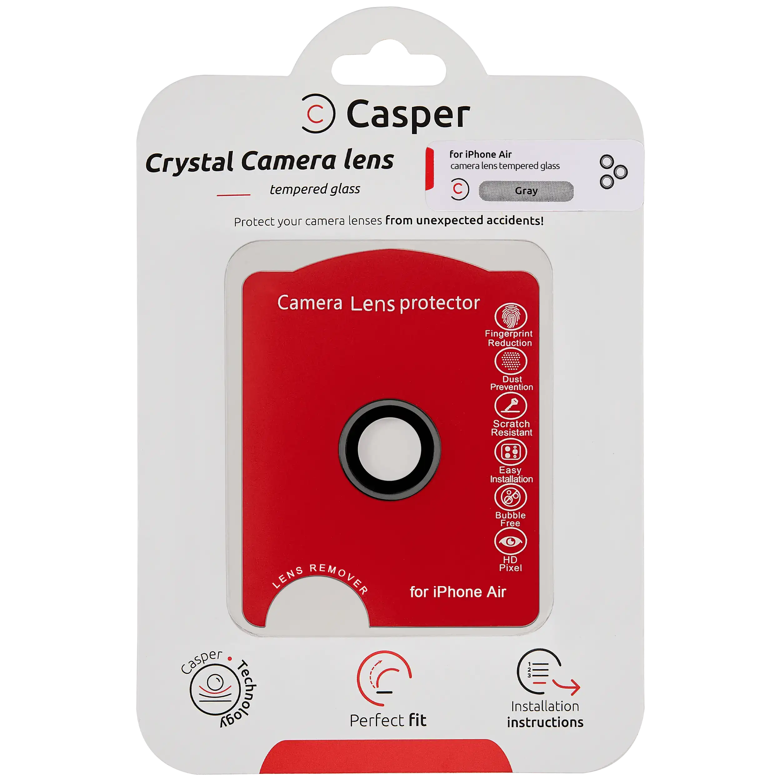 Casper Camera Lens Protector For iPhone Air (Gray) (Clear)