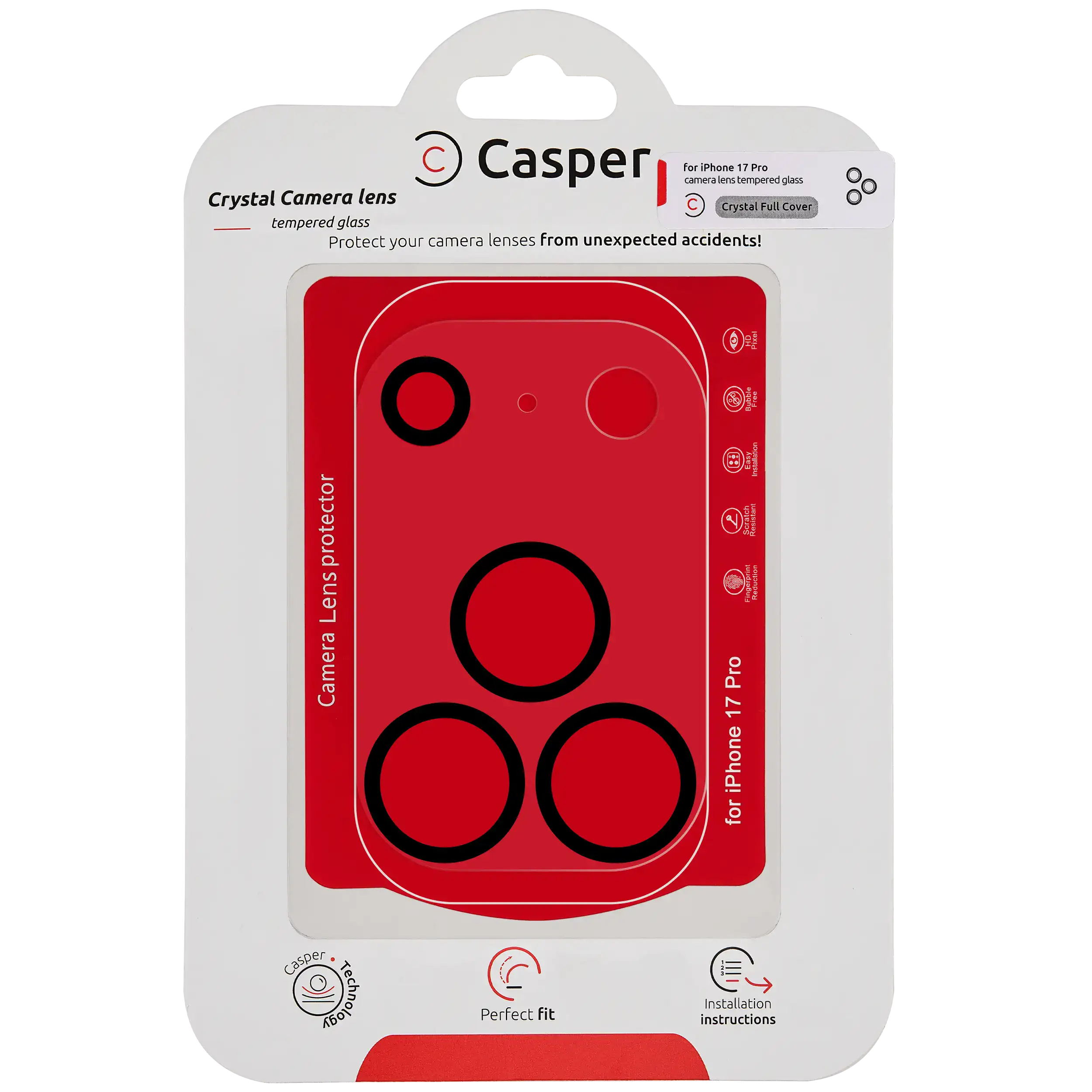 Casper Camera Lens Protector For iPhone 17 Pro (Crystal Full Cover)