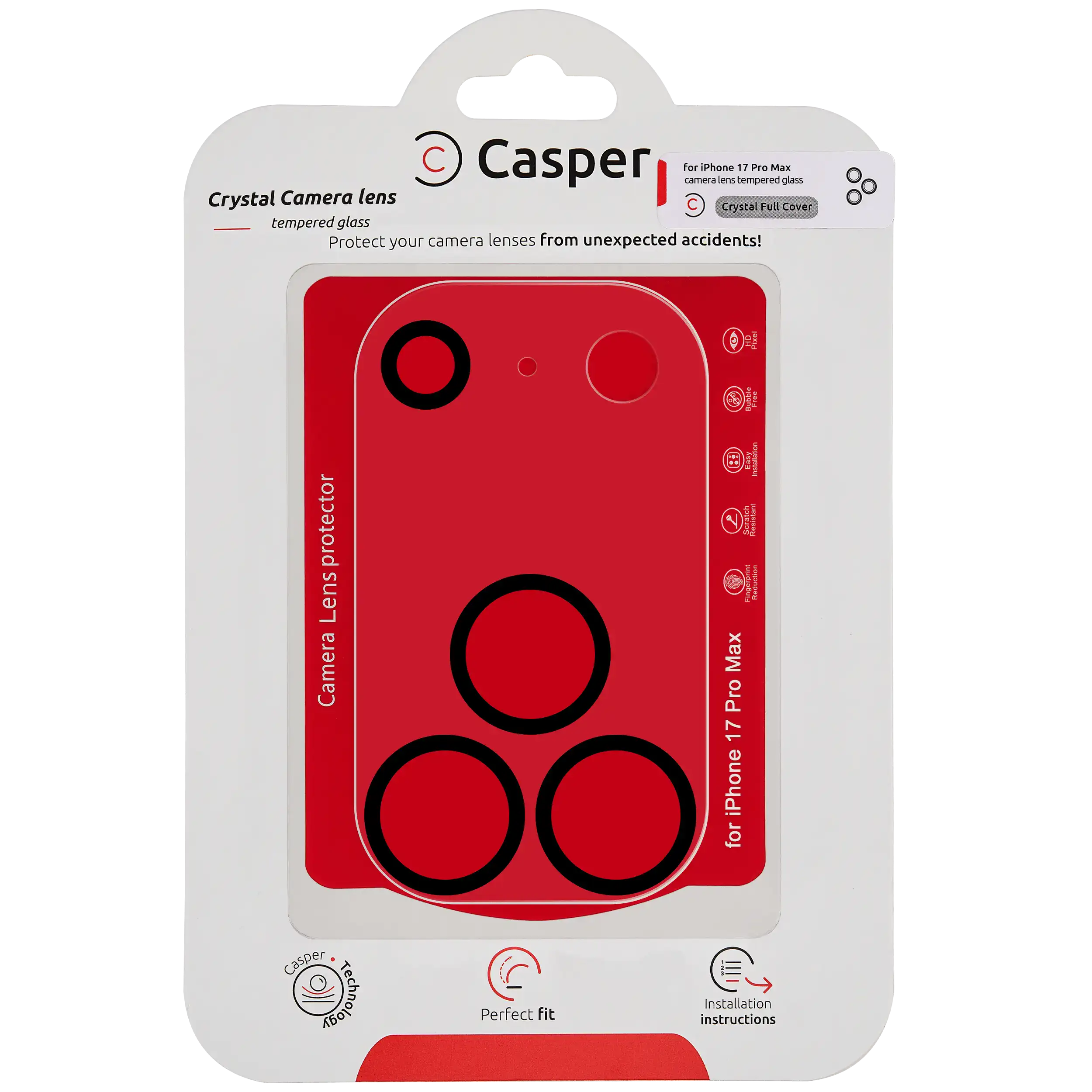 Casper Camera Lens Protector For iPhone 17 Pro Max (Crystal Full Cover)
