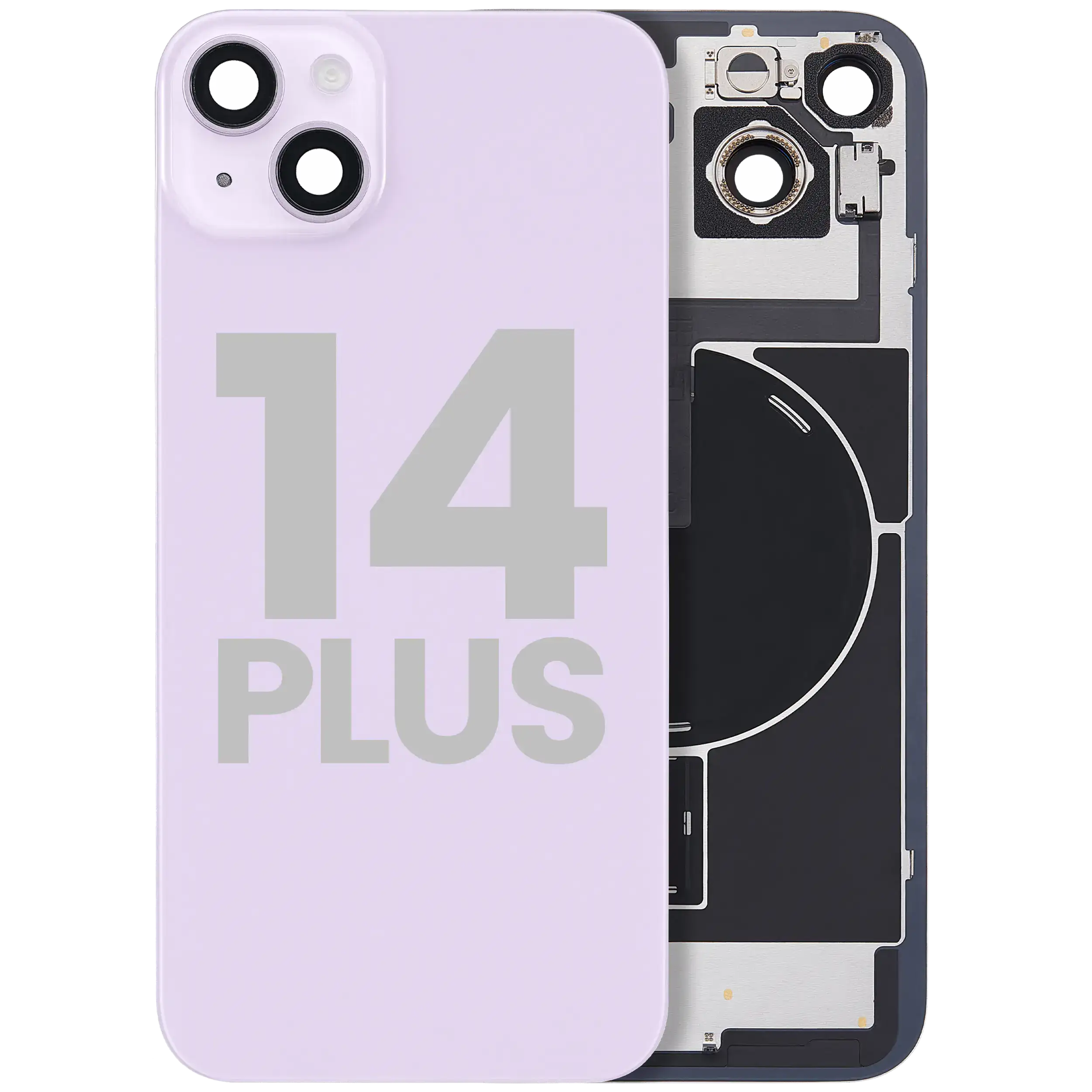 Back Glass w/ MagSafe Magnet & NFC & Flashlight Flex For iPhone 14 Plus (Used OEM Pull: Grade C) (Purple)