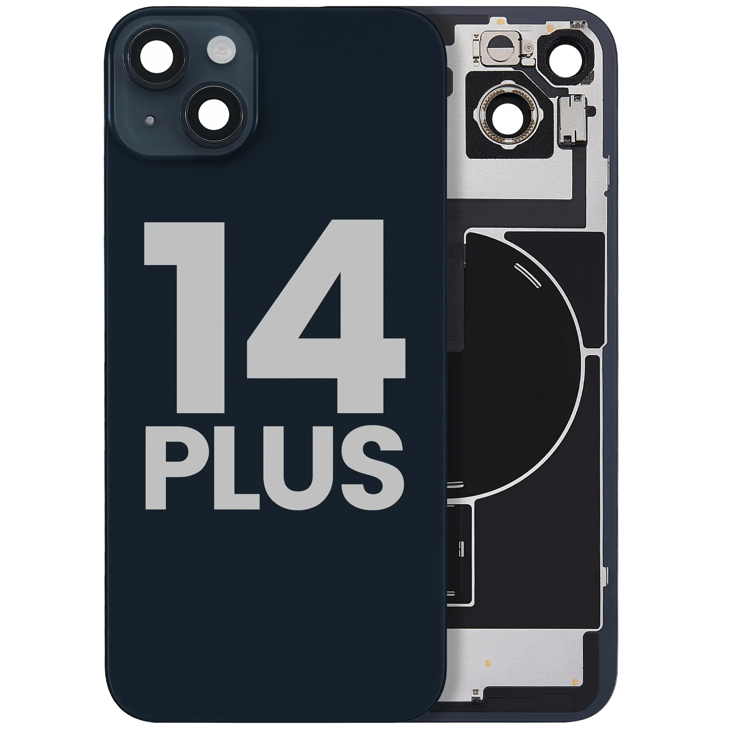 Back Glass w/ MagSafe Magnet & NFC & Flashlight Flex For iPhone 14 Plus (Used OEM Pull: Grade C) (Midnight)