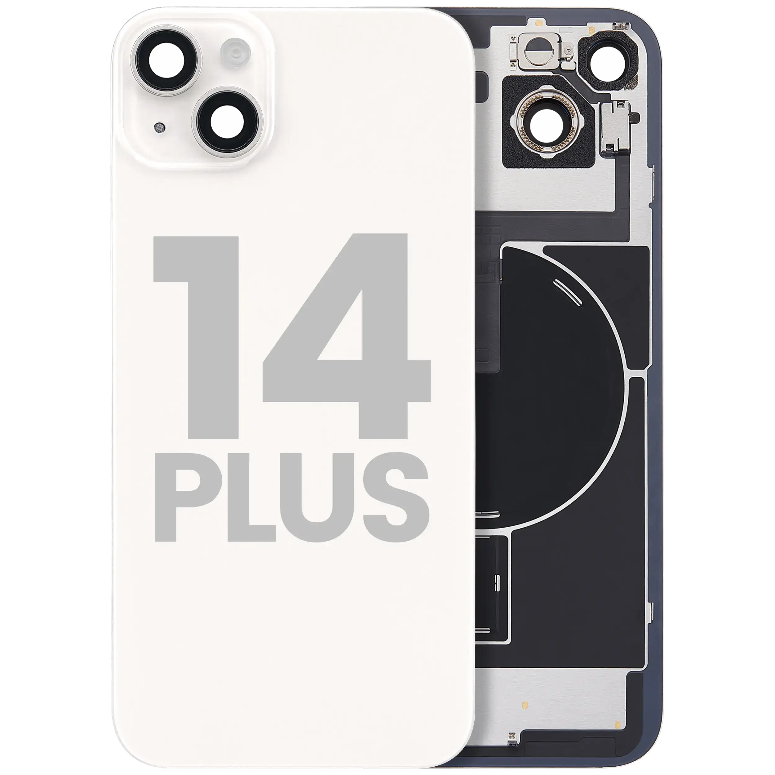 Back Glass w/ MagSafe Magnet & NFC & Flashlight Flex For iPhone 14 Plus (Used OEM Pull: Grade B) (Starlight)